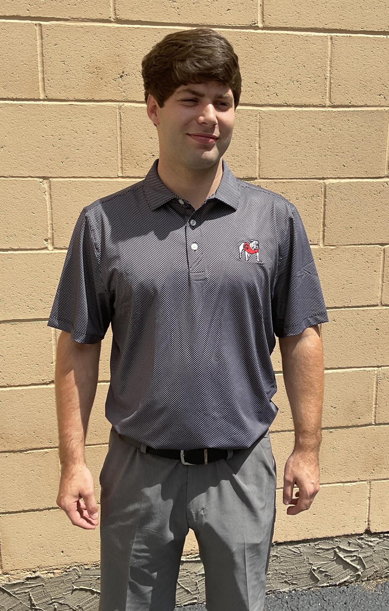 Cutter & Buck UGA Mens Pike Eco Symmetry Print Recycled Black Polo