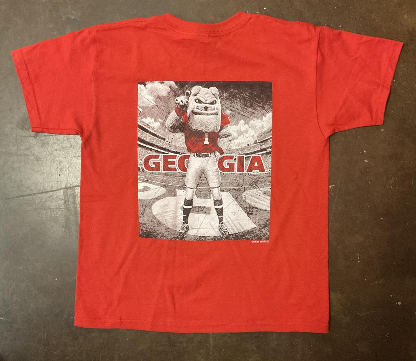 New World Graphics UGA Youth Drawn Field Mascot B RD Tee