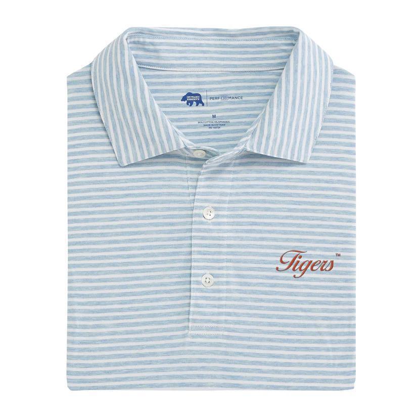 Onward Reserve Clemson Mens Tiger Vintage Script Row Stripe Icon Polo