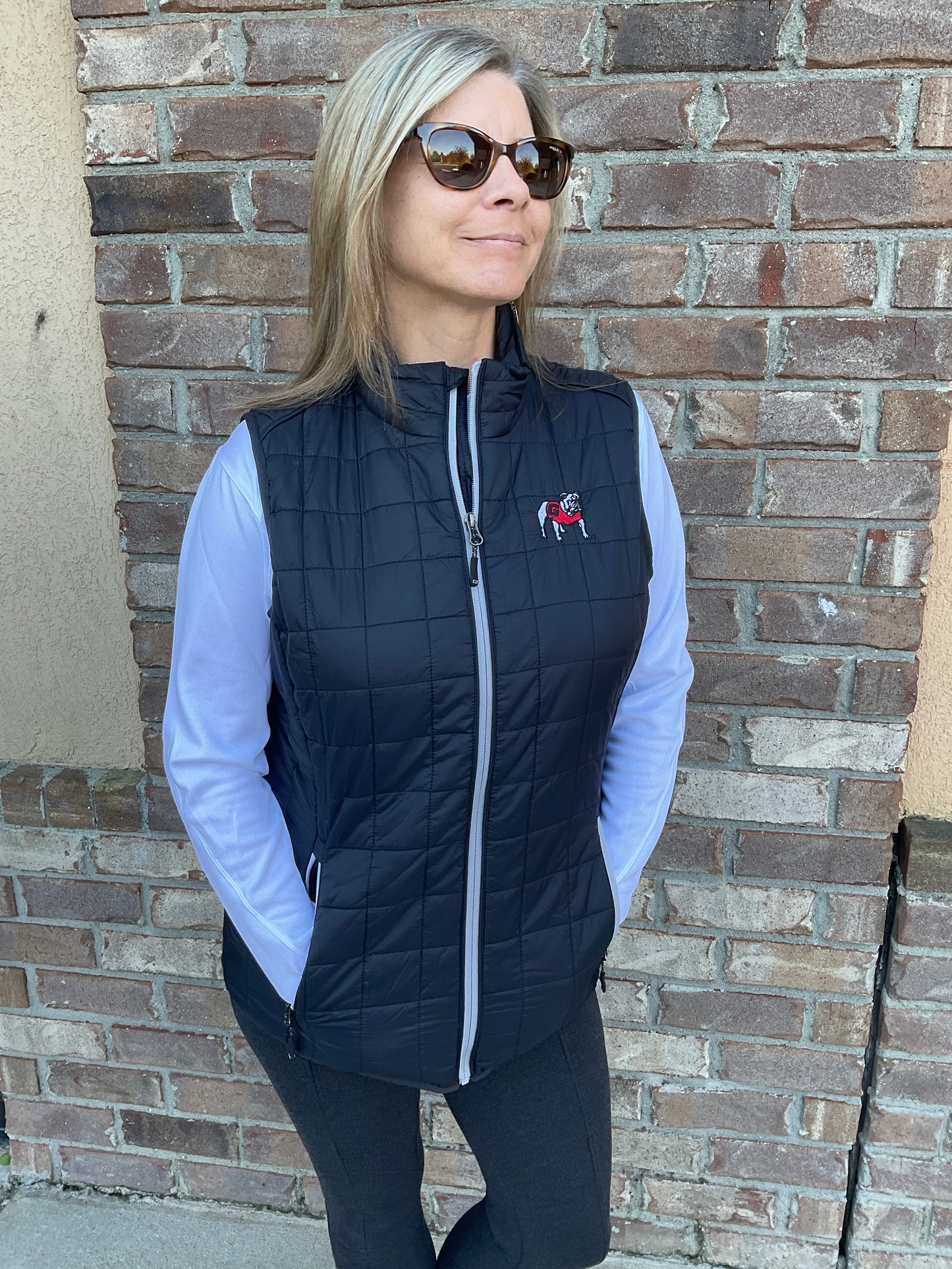 Cutter & Buck UGA Womens Black Rainier PrimaLoft Eco Full Zip Vest