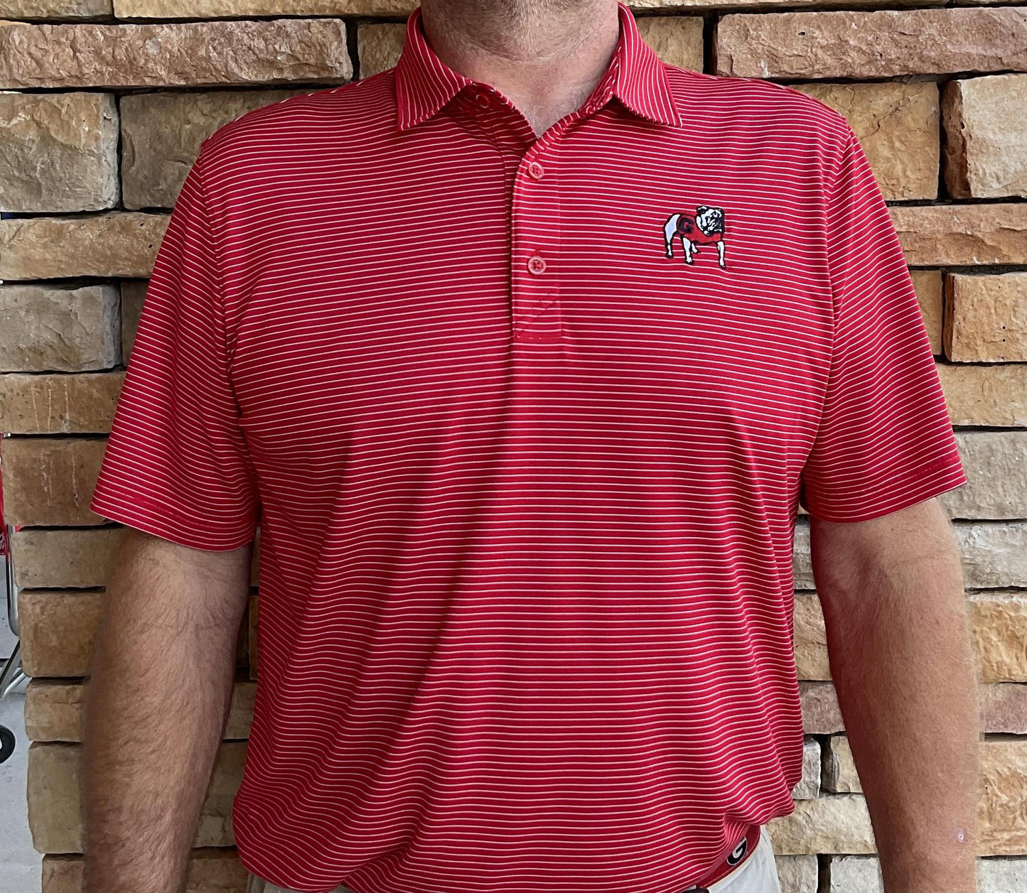 Cutter & Buck UGA Red Forge Pencil Stripe Mens Polo
