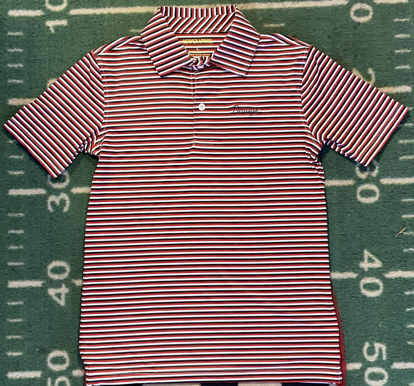Meripex Apparel UGA "Dawgs" R/B/W Stripes Polo