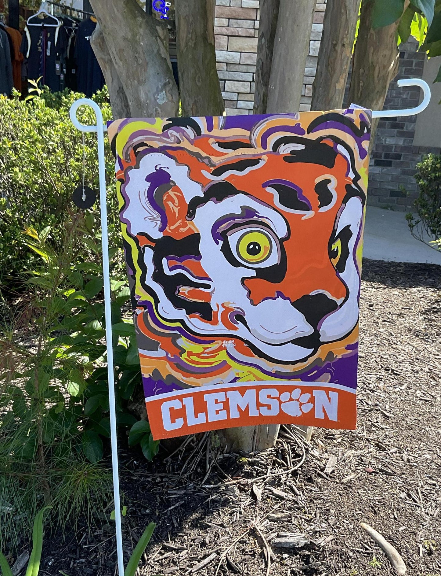 Evergreen Clemson Tiger Garden Flag