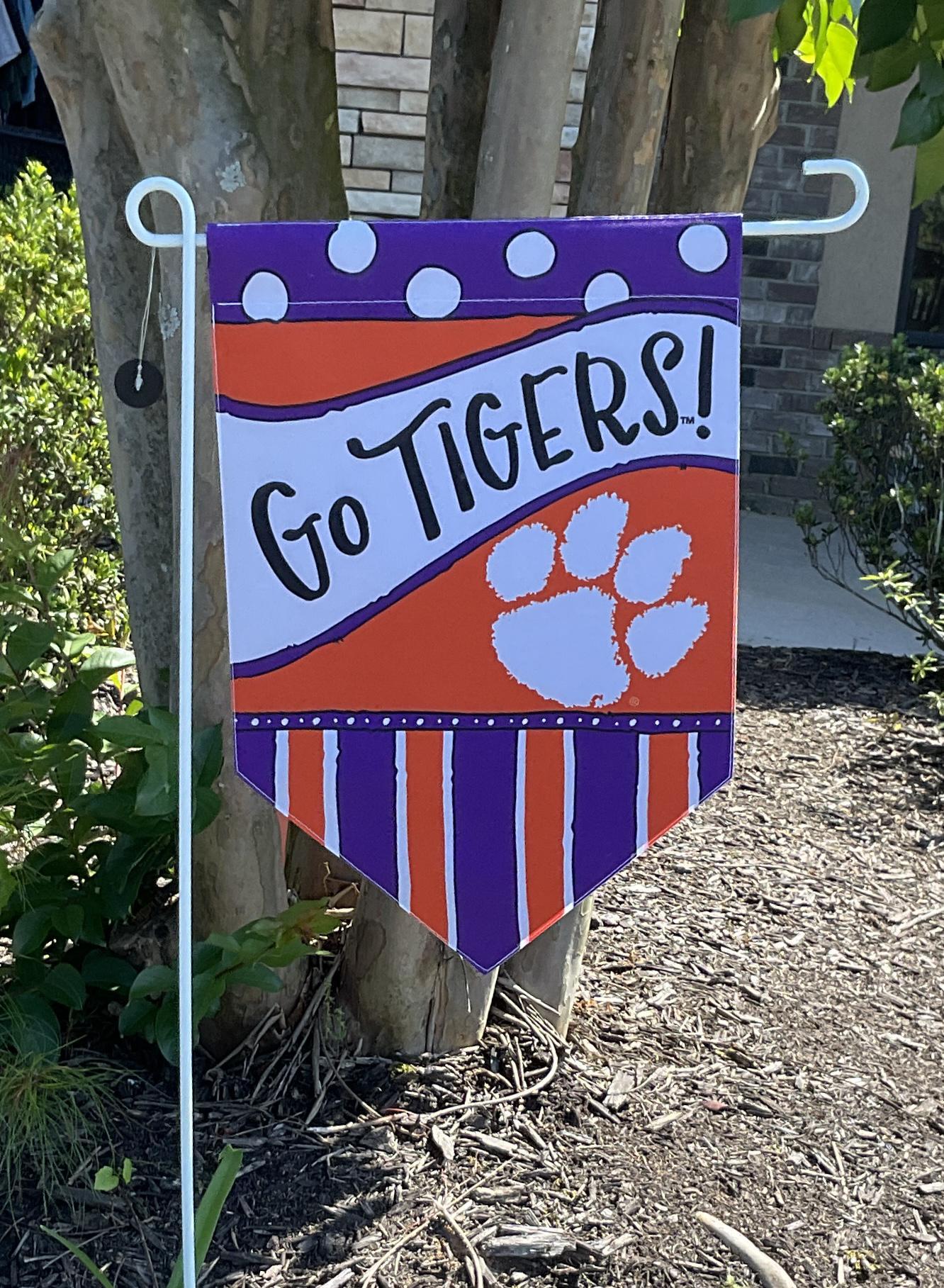Magnolia Lane Clemson Dot & Stripe Garden Flag
