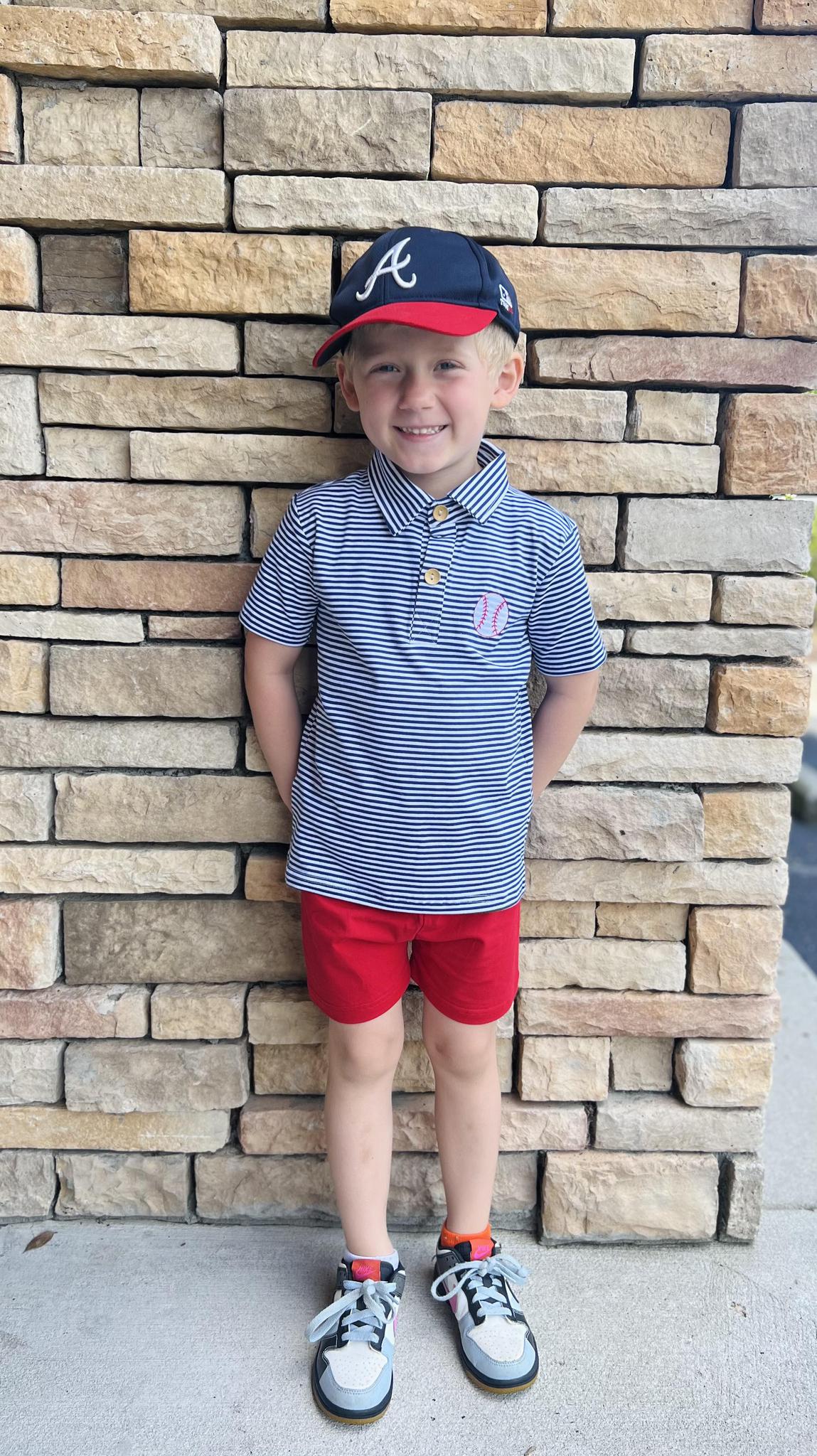 Little Bear Smocks Atlanta Braves Boys Polo & Short Set