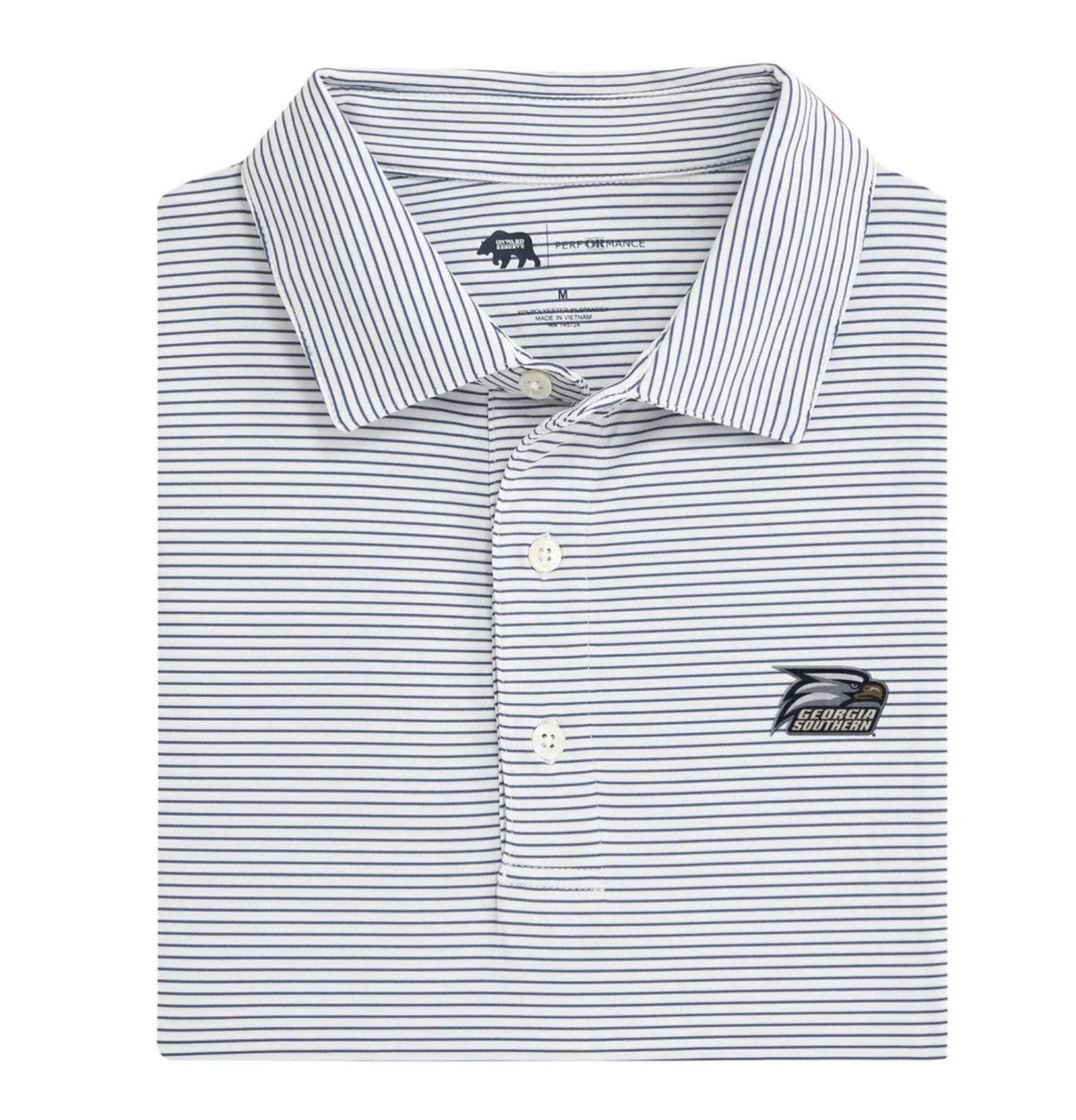 Onward Reserve Georgia Southern White Birdie Stripe Mens Polo Shirt