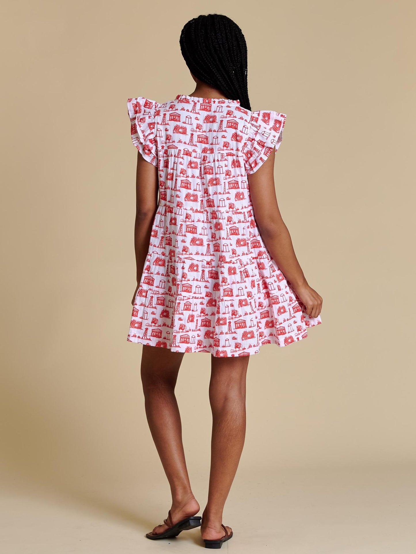 Stewart Simmons UGA The Team Toile Flutter Sleeve Dress Womens