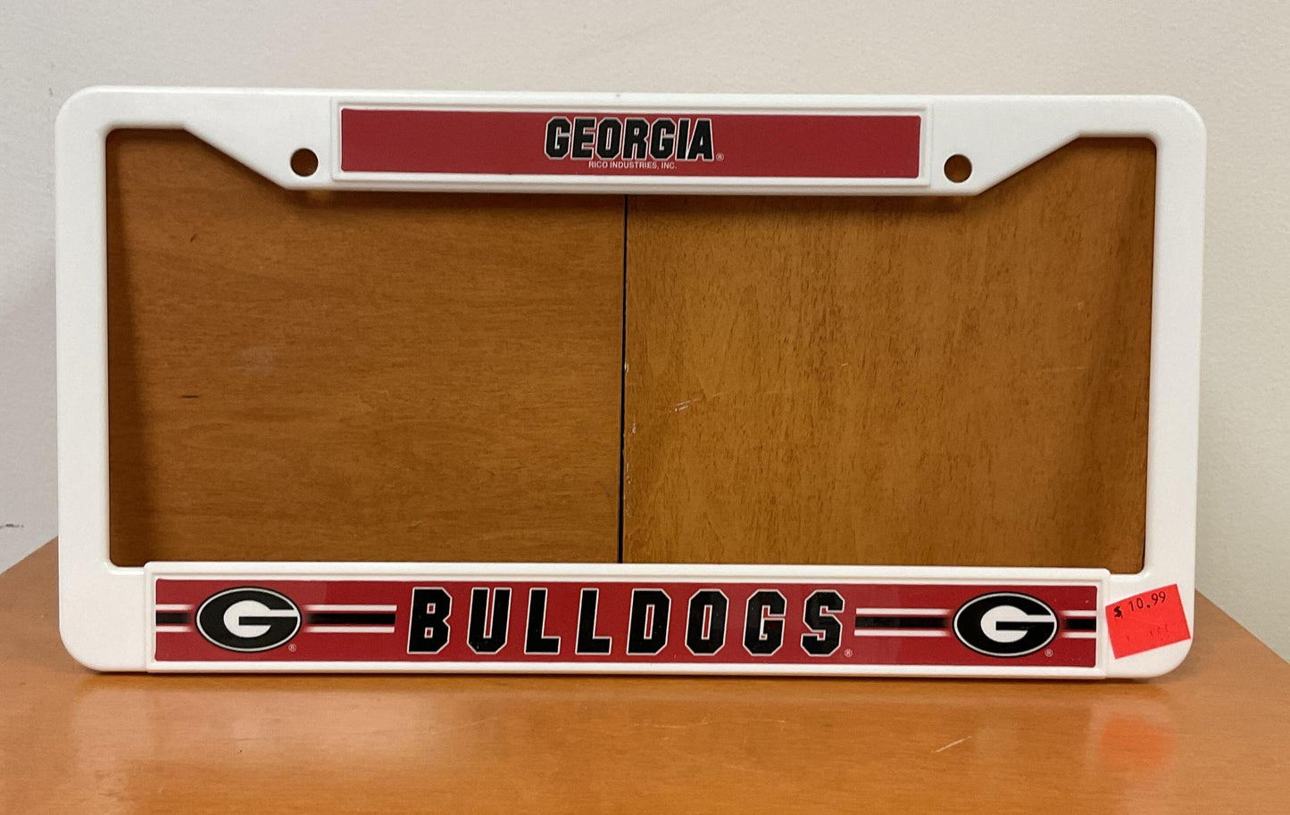 Rico Ind. UGA Plastic License Plate Frame White