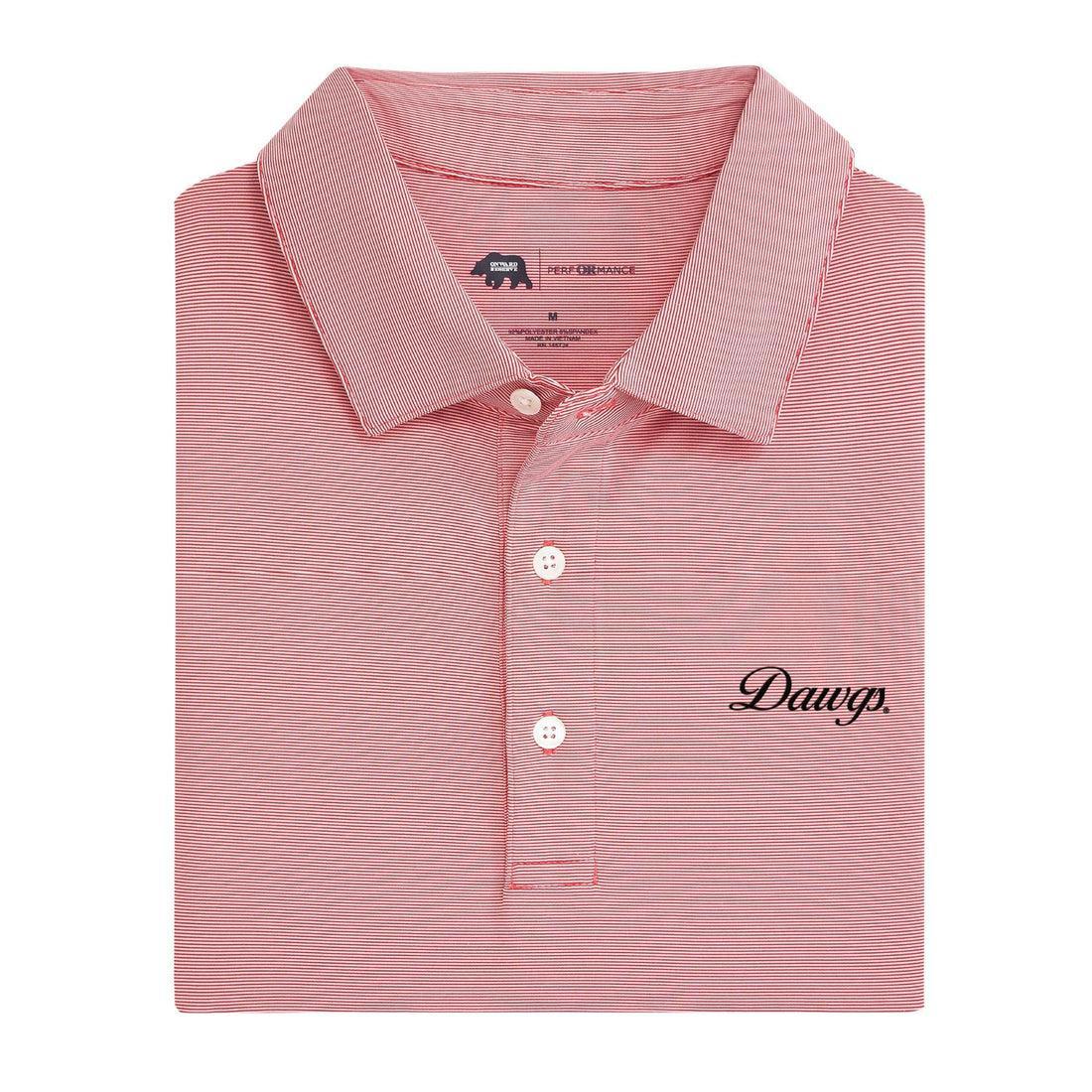 Onward Reserve UGA Mens Vintage Script Hairline Stripe Performance Polo