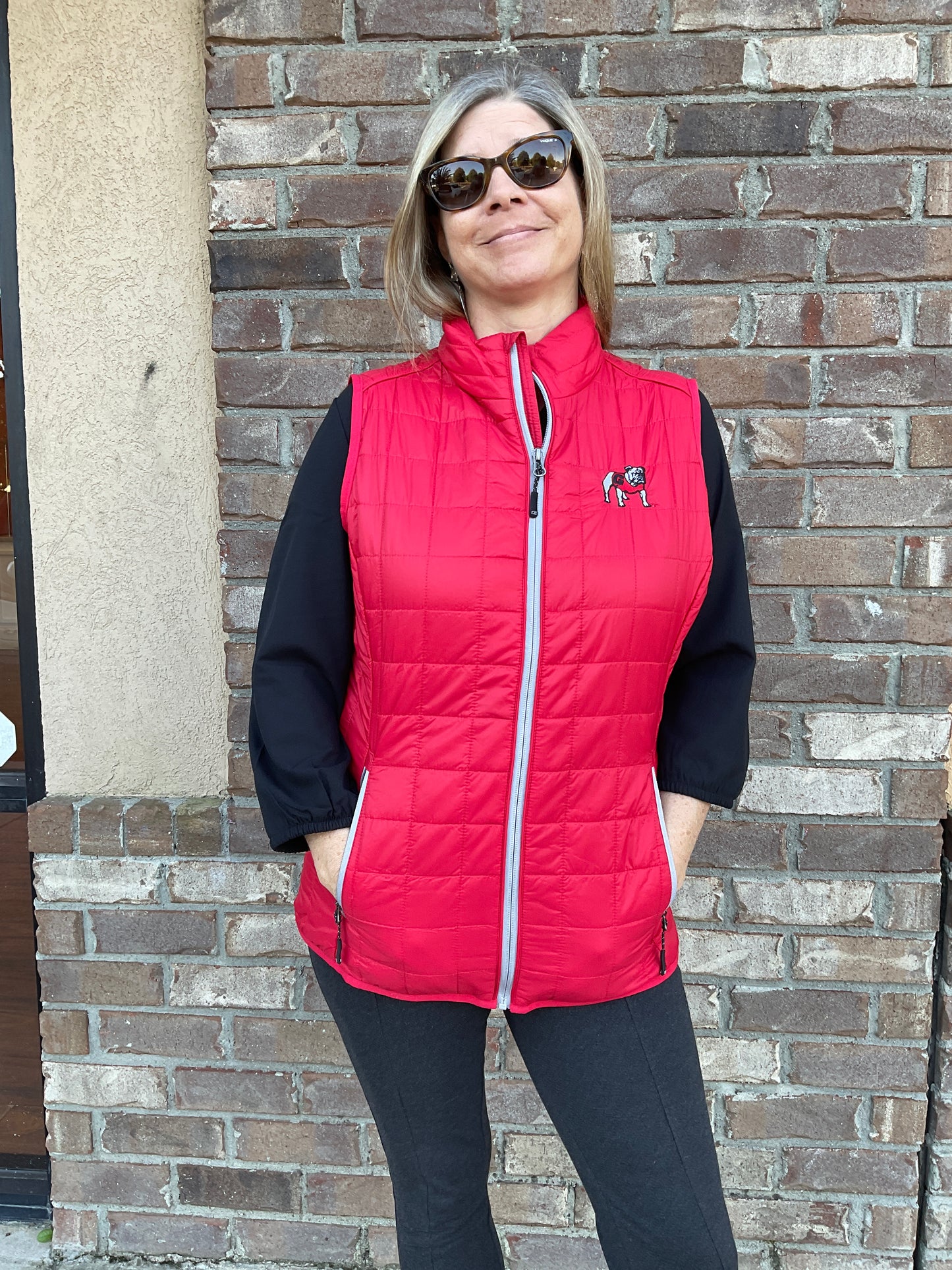 Cutter & Buck UGA Womens Black Rainier PrimaLoft Eco Full Zip Vest