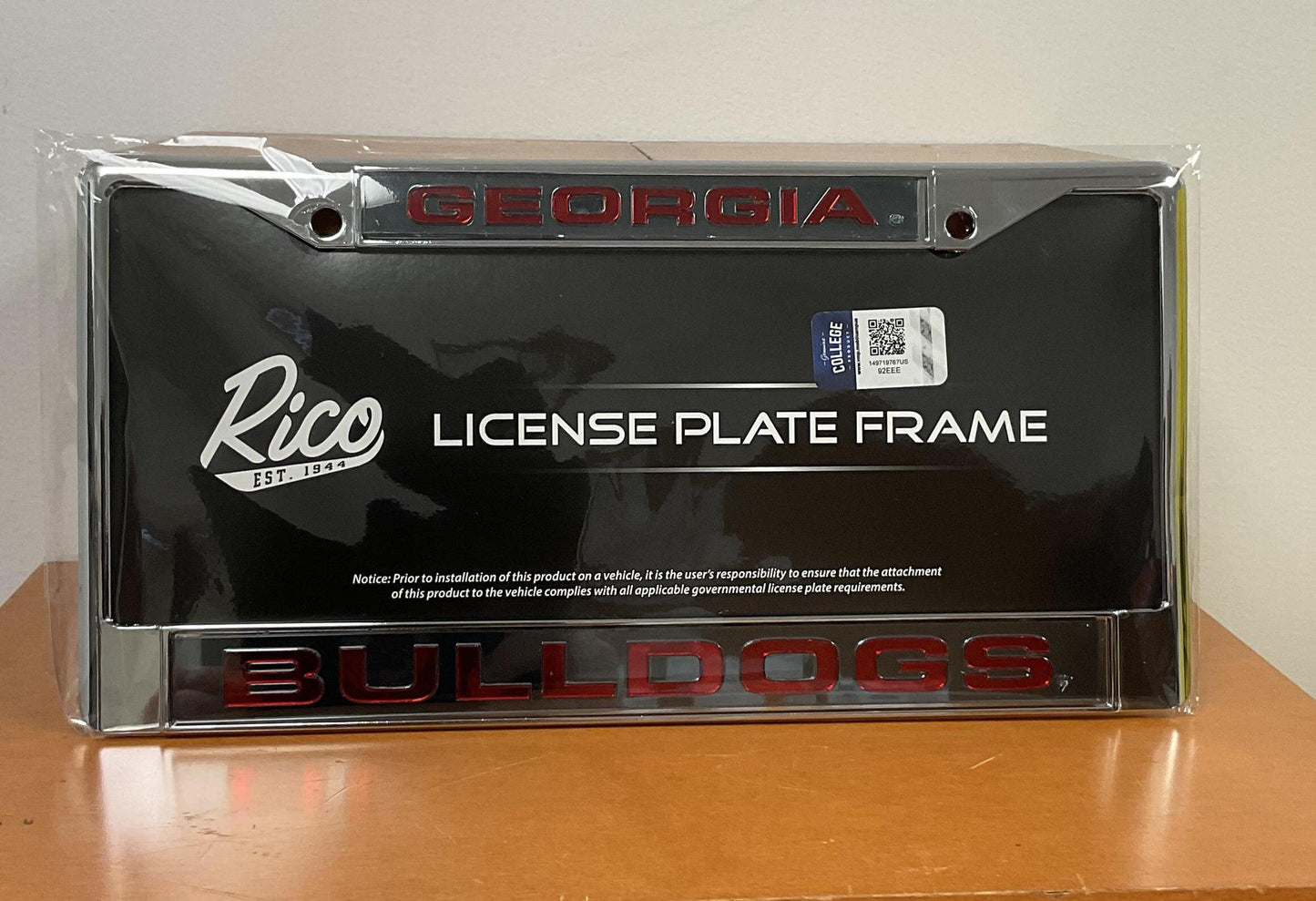 Rico NCAA UGA Laser Cut Chrome Frame