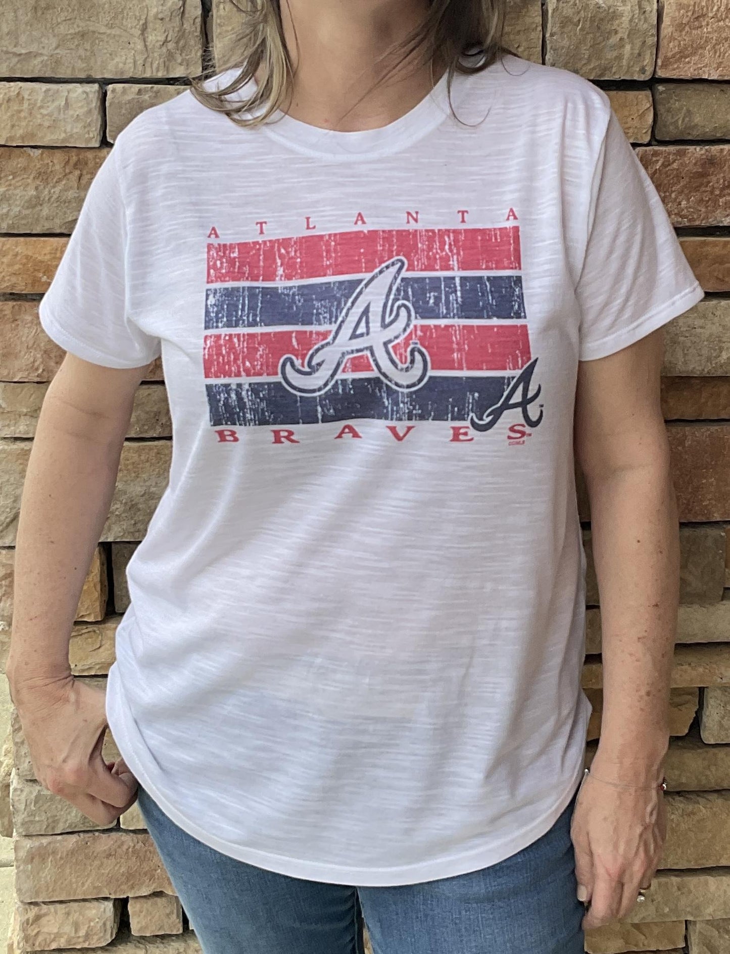 Concepts Sports Atlanta Braves Womens Chase Infuse Knit Short Sleeve Top