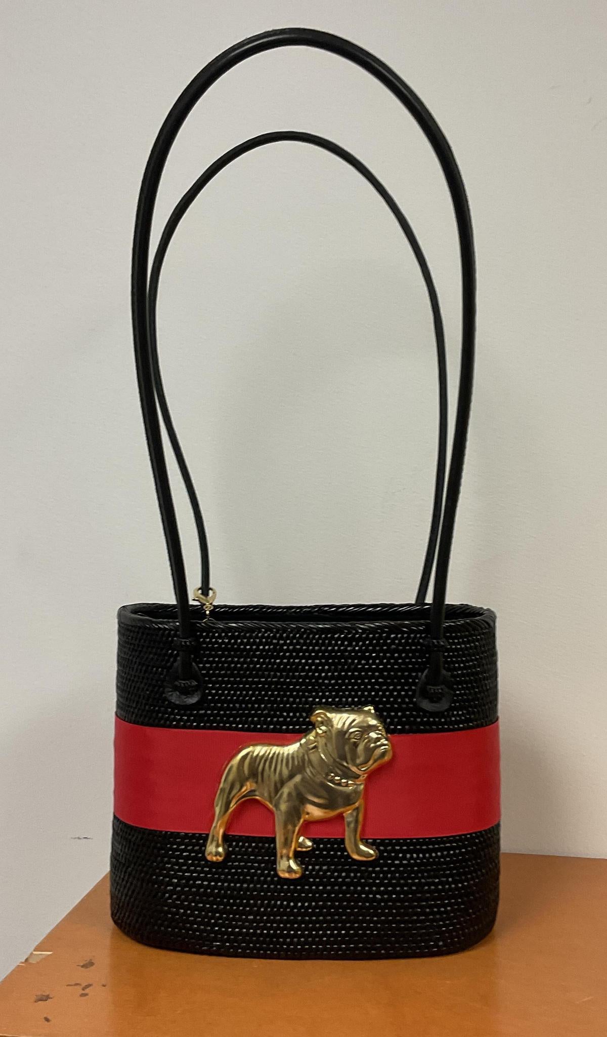 Lisi Lerch Charlotte Med Black UGA Red Layer With Bulldog Purse