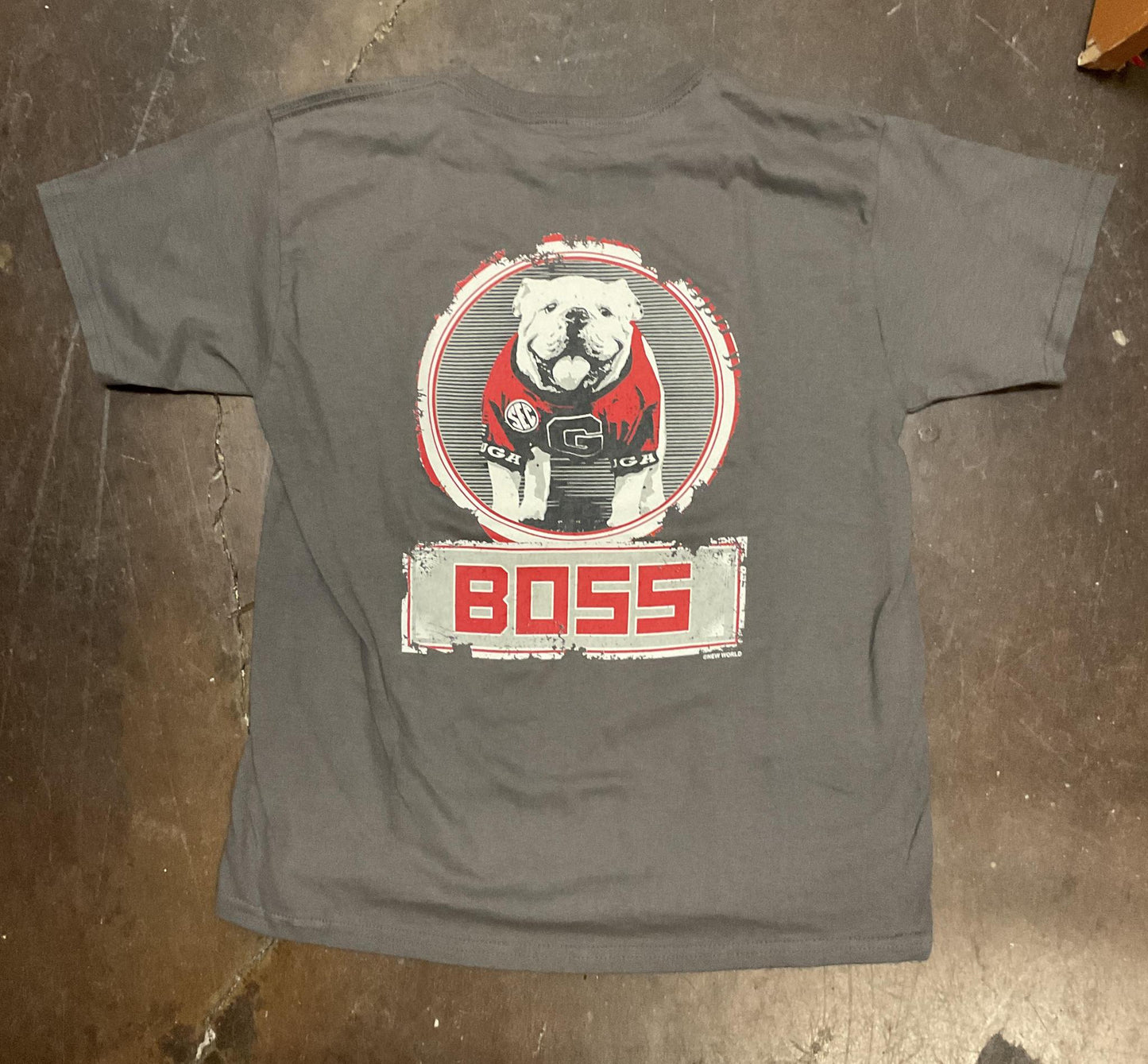 New World Graphics UGA Boss Tee Youth Smoke Grey Comfort Colors