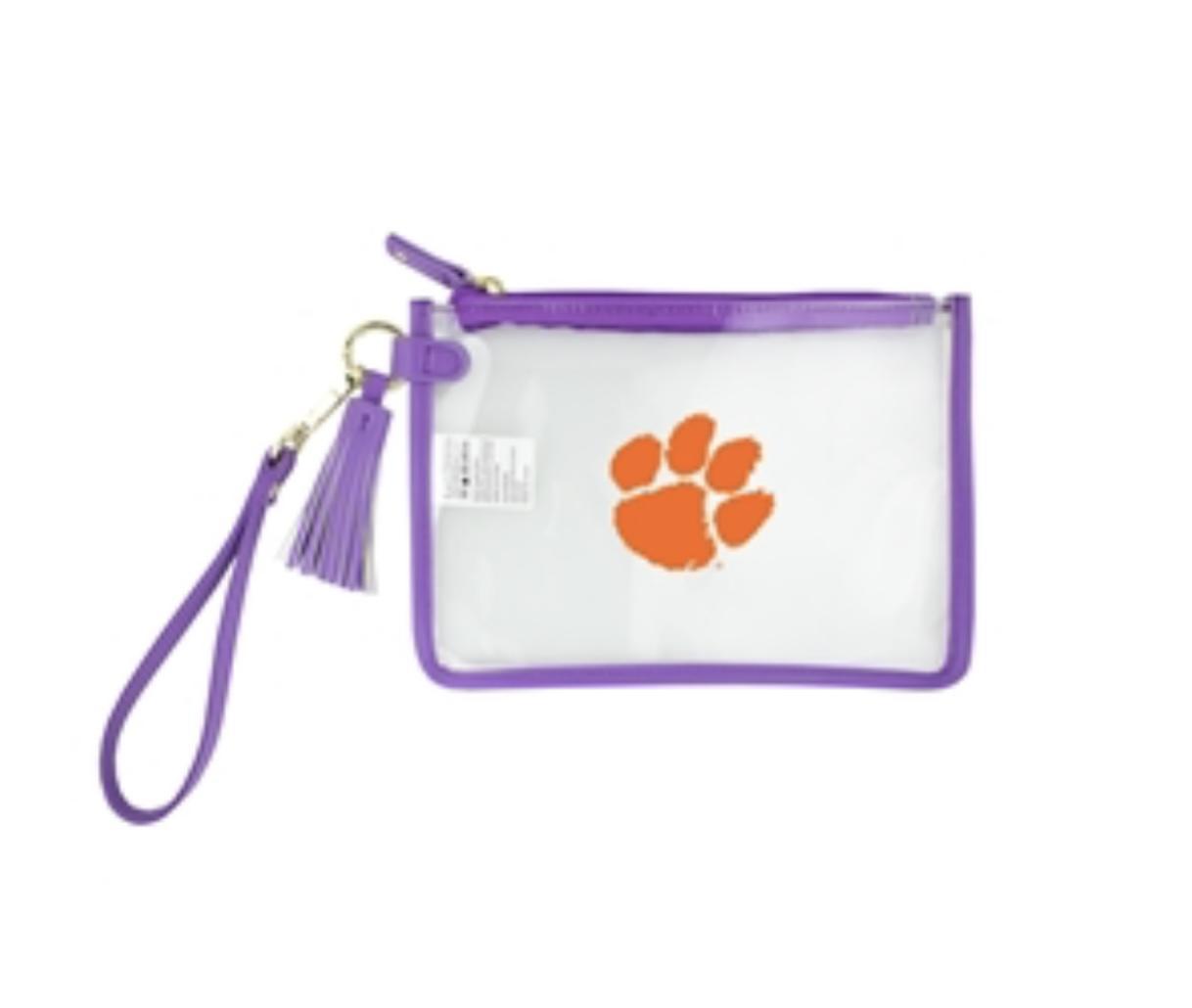 Capri Designs Clemson Clear Wristlet Bag