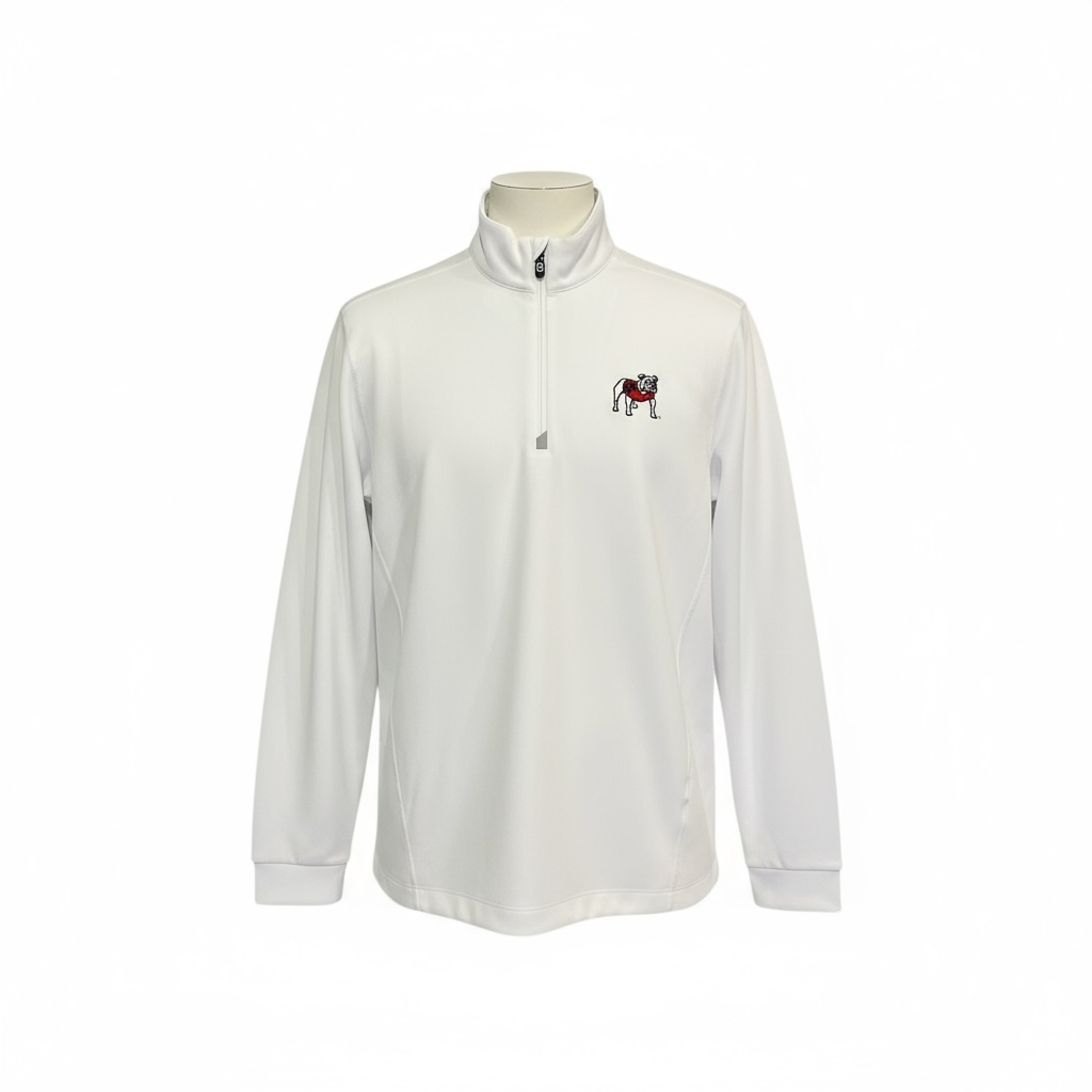 Cutter & Buck UGA Mens White Traverse Stretch Quarter Zip Pullover