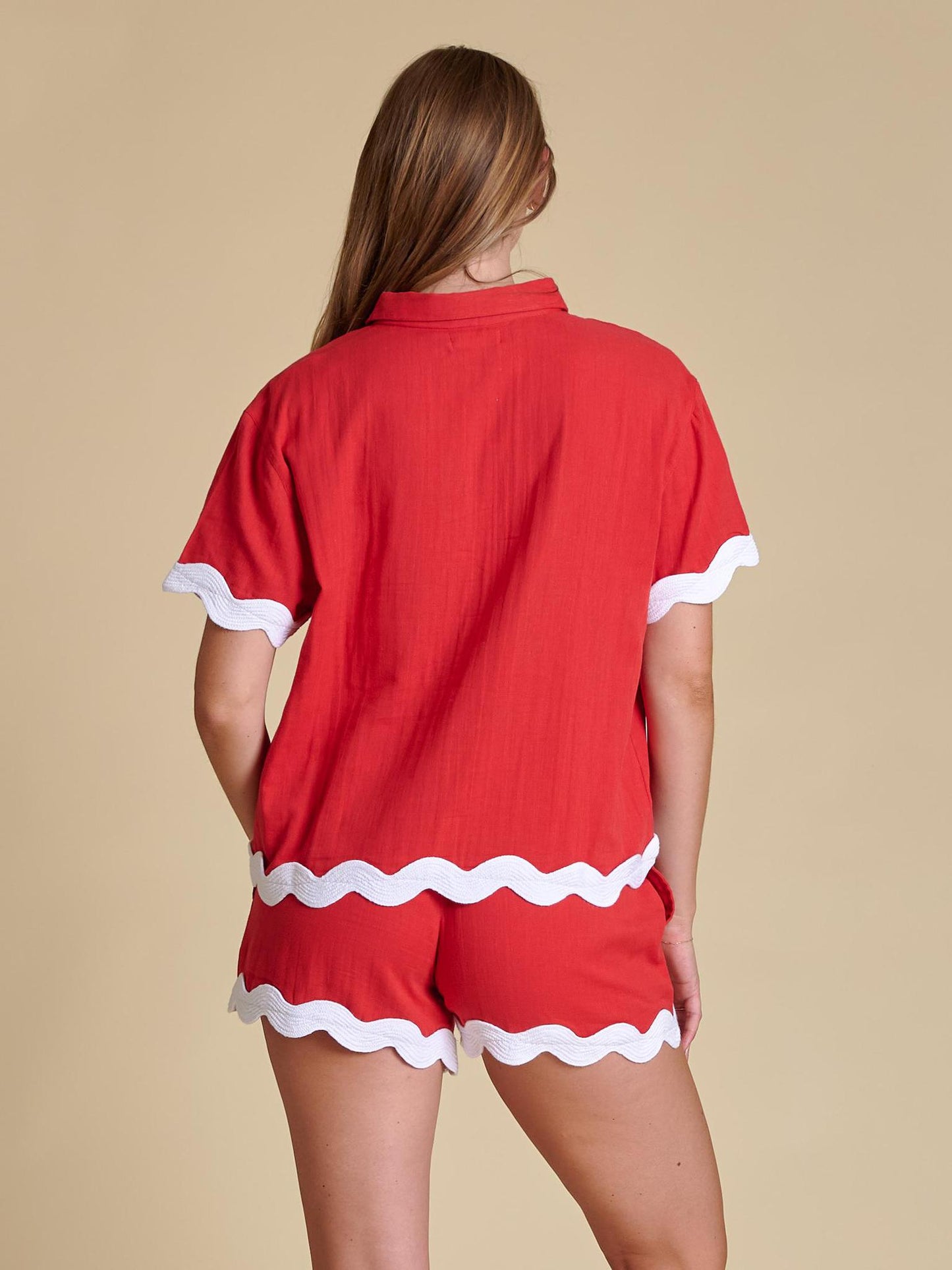 Stewart Simmons UGA The Gauze Rick Rack Womens Red & White Shorts
