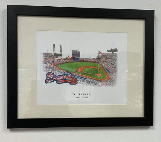 Atlanta Braves Truist Park Watercolor Framed Picture