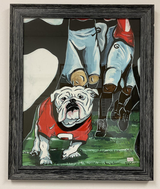Georgia Bulldogs UGA Watercolor Print Framed