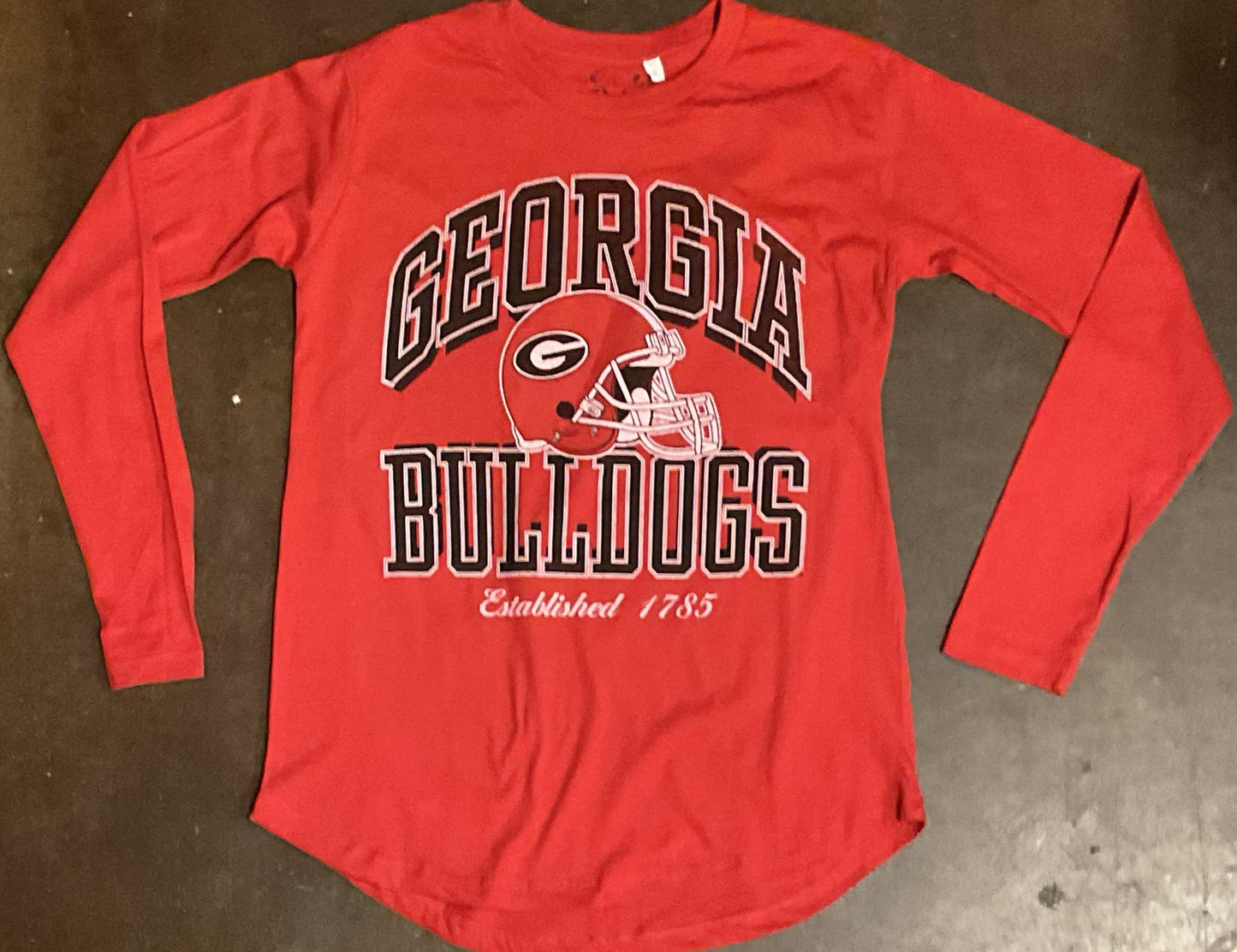 Pressbox UGA Cavelli Long-Sleeve Crew-Neck Rounded-Bottom Jersey Womens Top