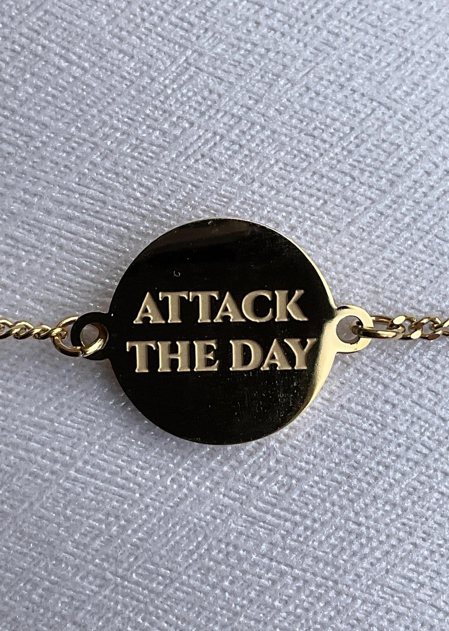 Stone Armory UGA Mantra Coin "ATTACK THE DAY" Bolo Bracelet - 18K Gold Dipped