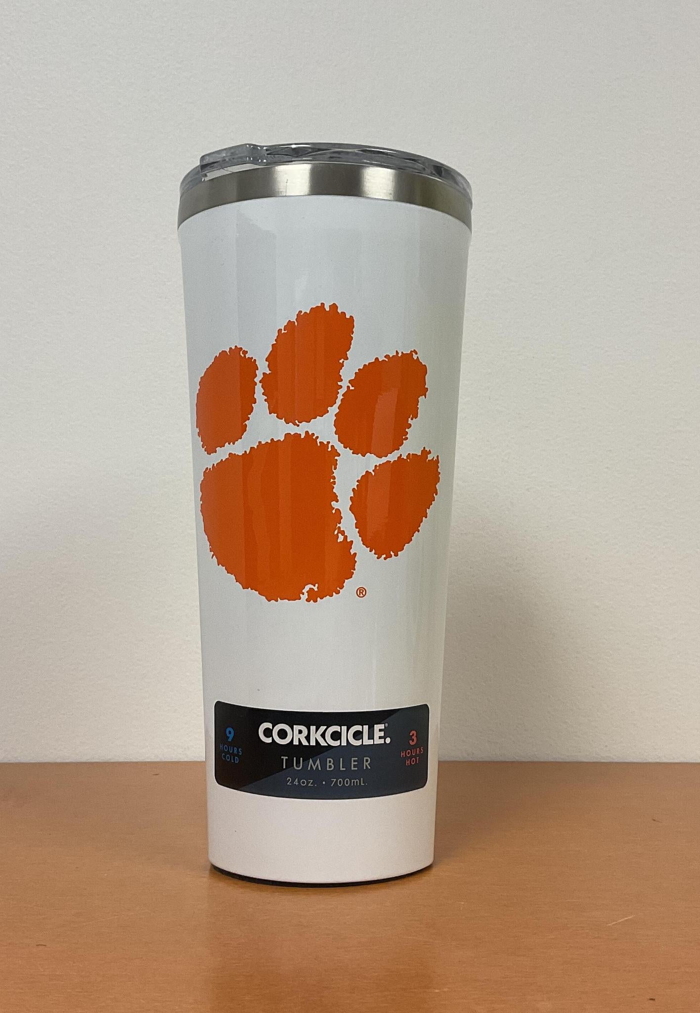 Corkcicle Clemson Tumbler White 24 Oz