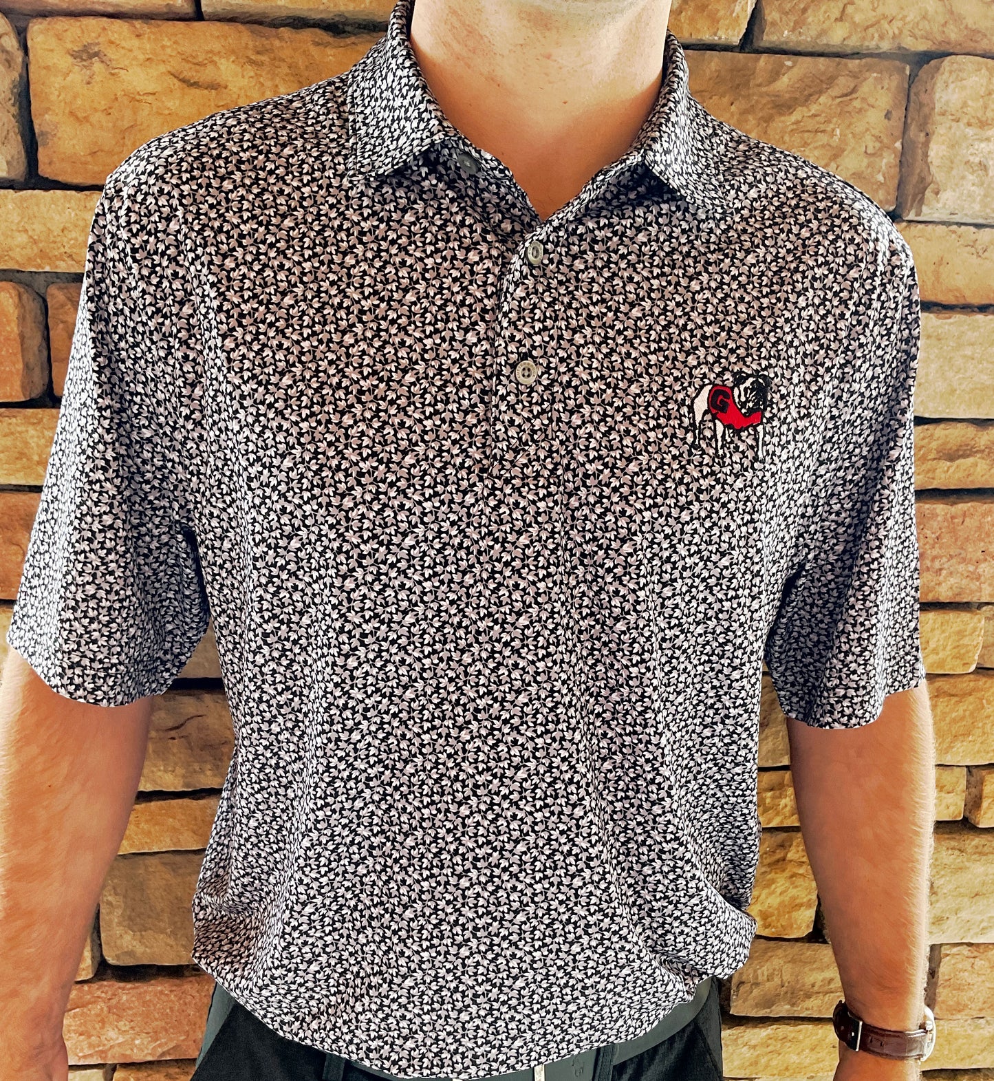 Cutter & Buck UGA Pike Print Magnolia Stretch Mens Polo