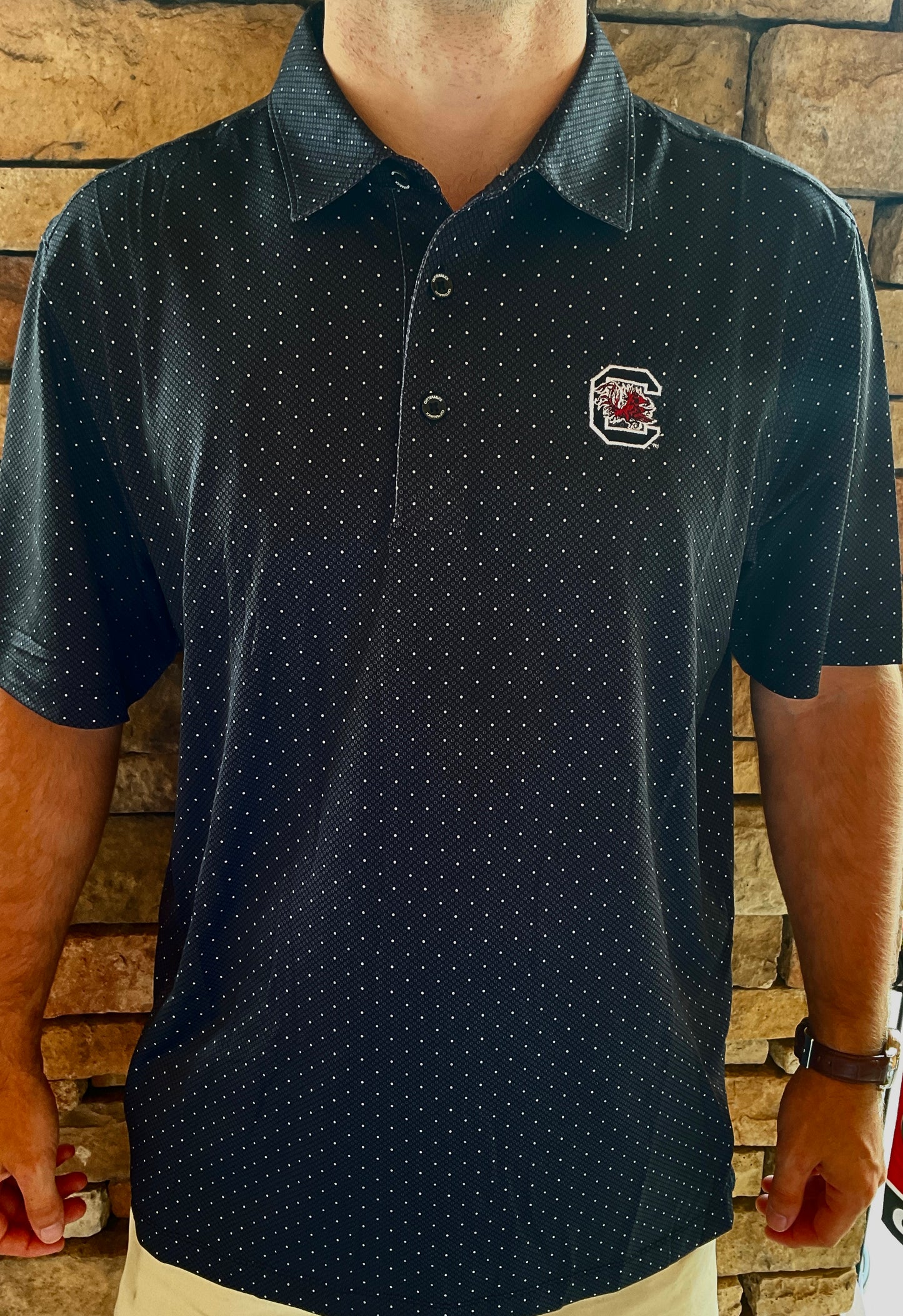 Cutter & Buck USC Pike Double Dot Print Stretch Mens Polo