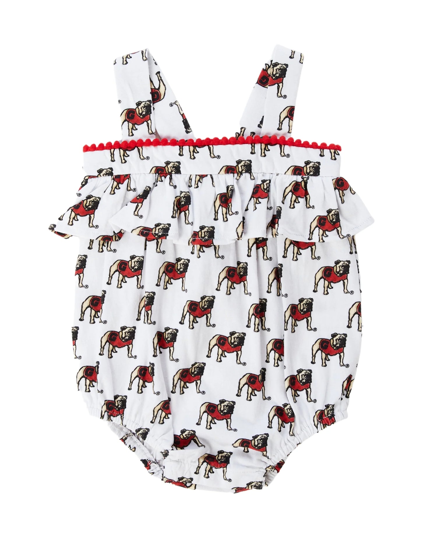 Stewart Simmons UGA Infant Girls Ruffle Bubble One Piece