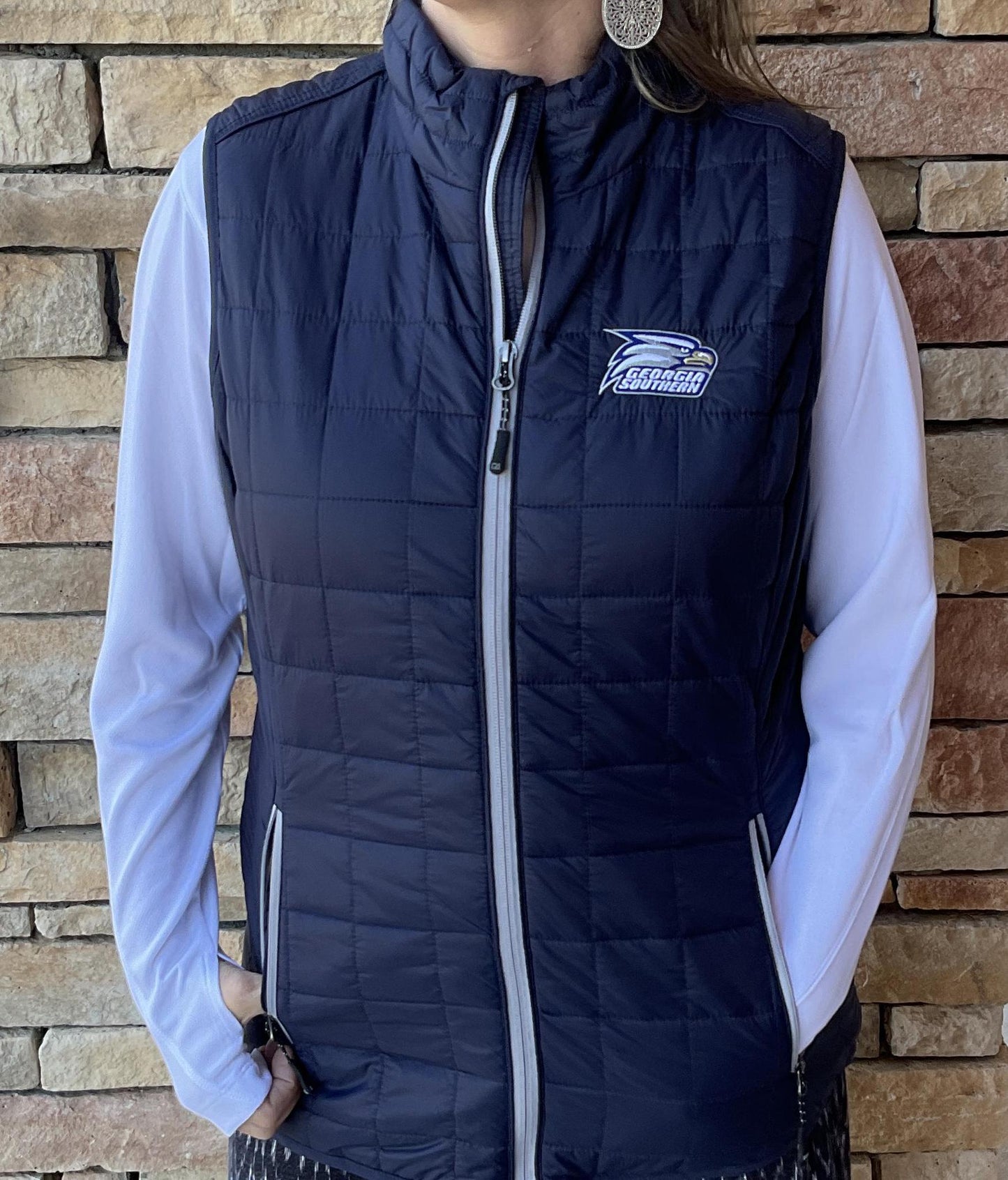 Cutter & Buck Georgia Southern Womens Rainier PrimaLoft Eco Full Zip Vest