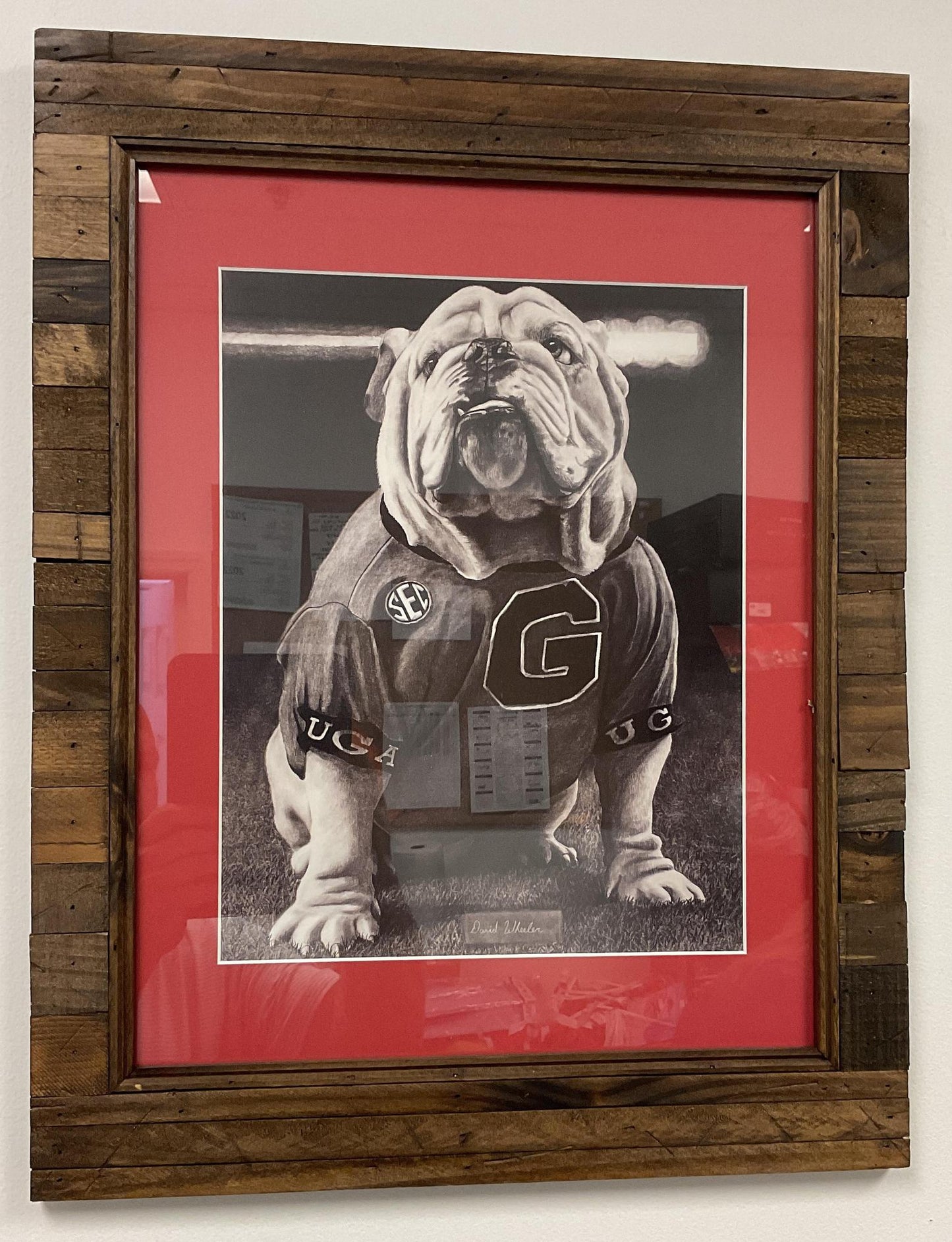 Hunker Down Drawings UGA Sitting Framed