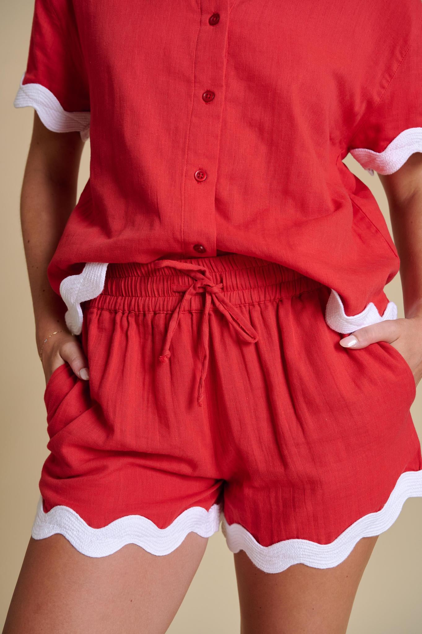 Stewart Simmons UGA The Gauze Rick Rack Womens Red & White Shorts