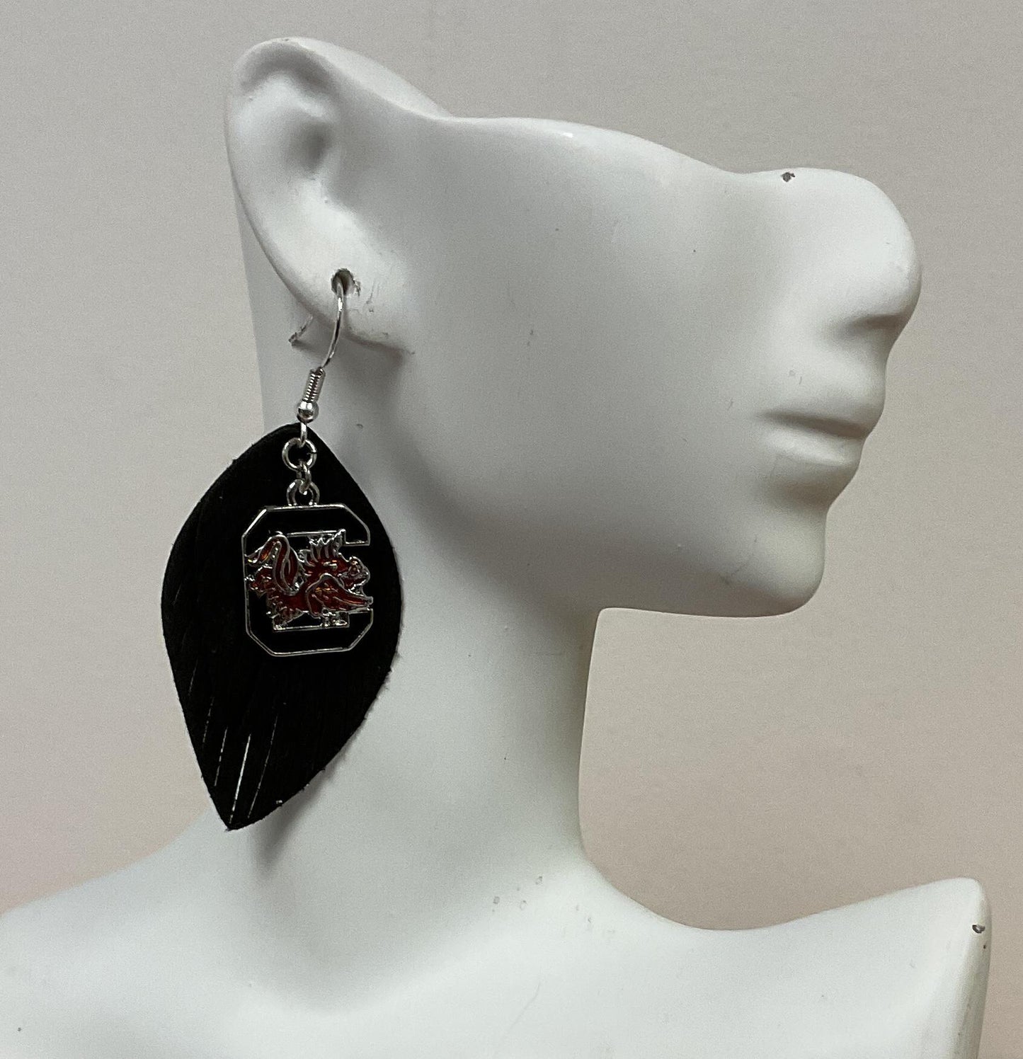 From The Heart USC Gamecocks Feather Earring Black