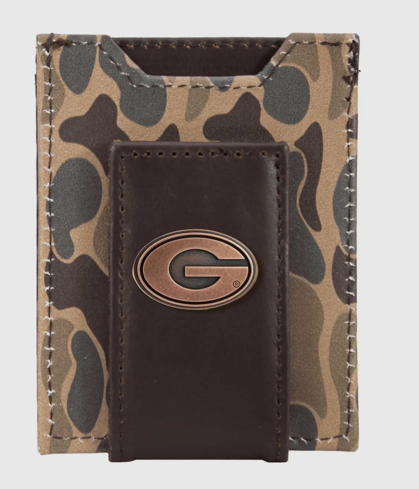 Zep-Pro UGA Magnetic Camo Leather Money Clip Wallet