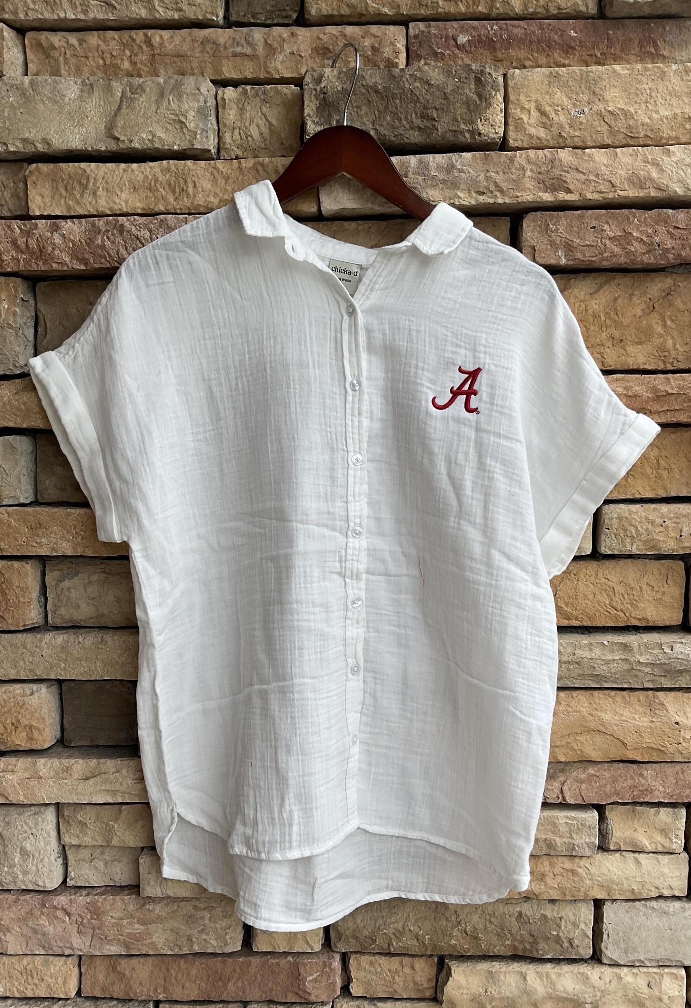 Chicka-D Alabama Womens S/S Weekend Button Up Linen Top