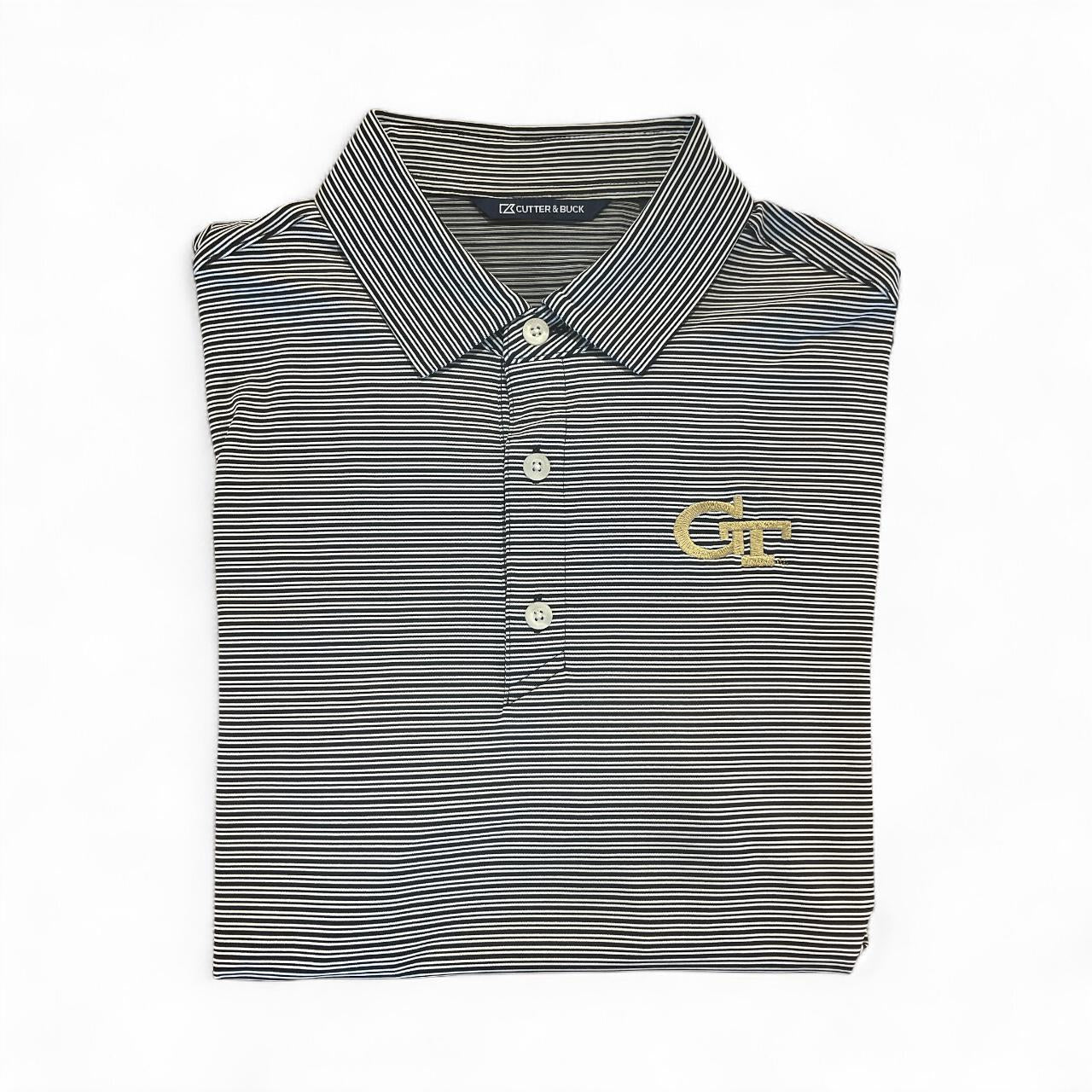 Cutter & Buck Georgia Tech Mens Forge Eco Double Stripe Recycled Polo