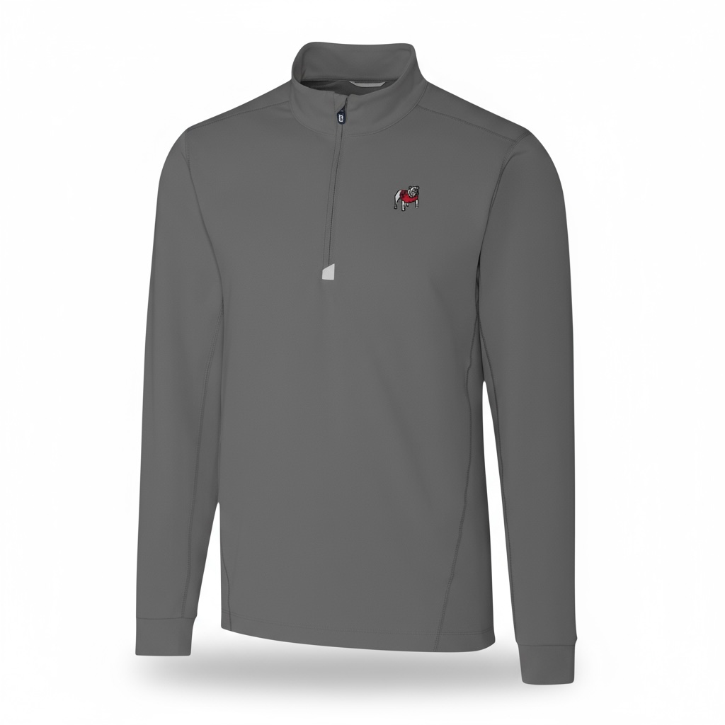 Cutter & Buck UGA Traverse Stretch Mens Quarter-Zip Pullover Grey