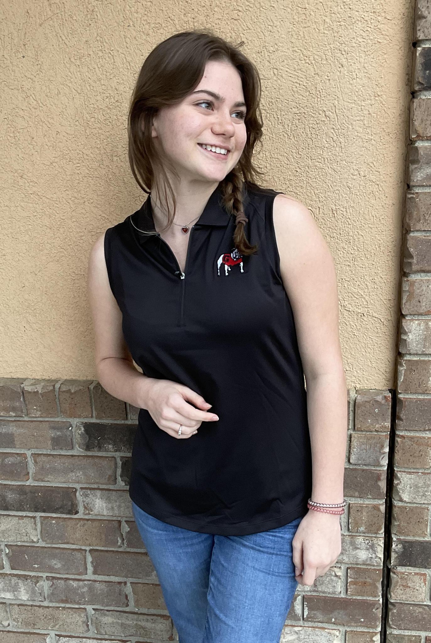 Cutter & Buck UGA Black Forge Stretch Womens Sleeveless Polo