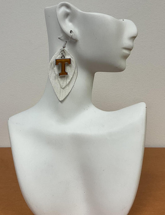 From The Heart Tennessee White Feather Earrings