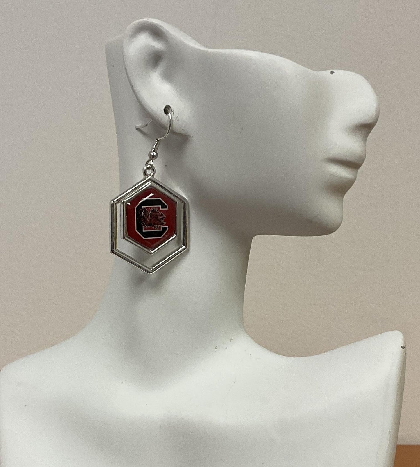 From The Heart USC Gamecocks Hexagon C Earrings