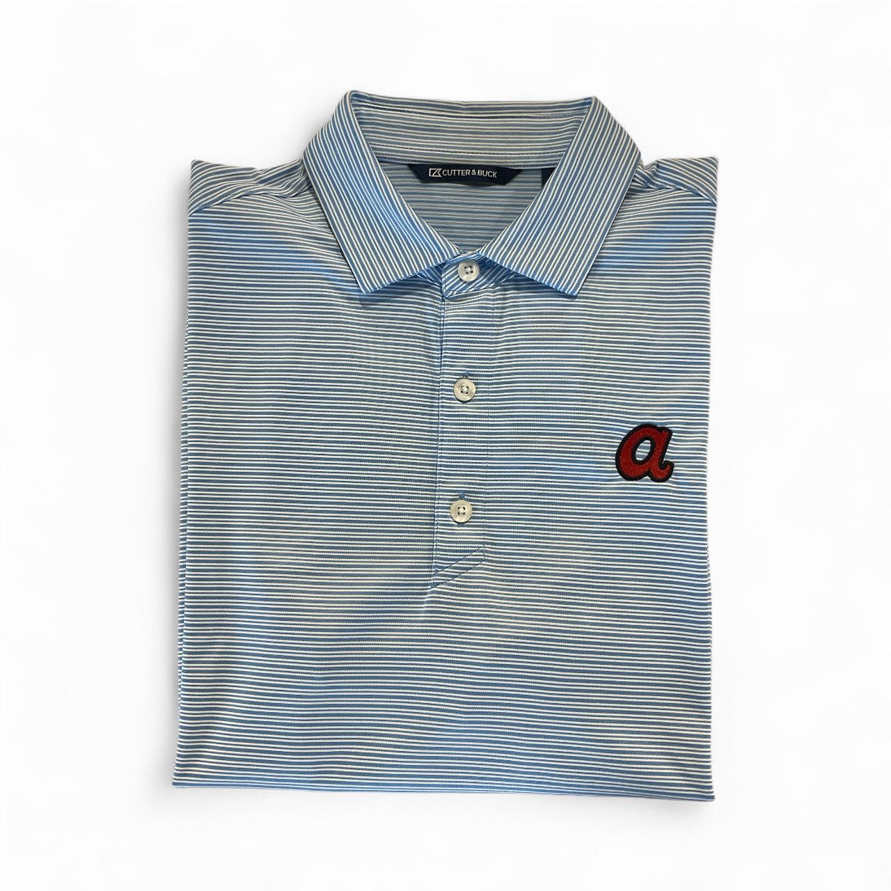 Cutter & Buck Atlanta Braves Mens Forge Eco Double Stripe Stretch Recycled Mens Polo