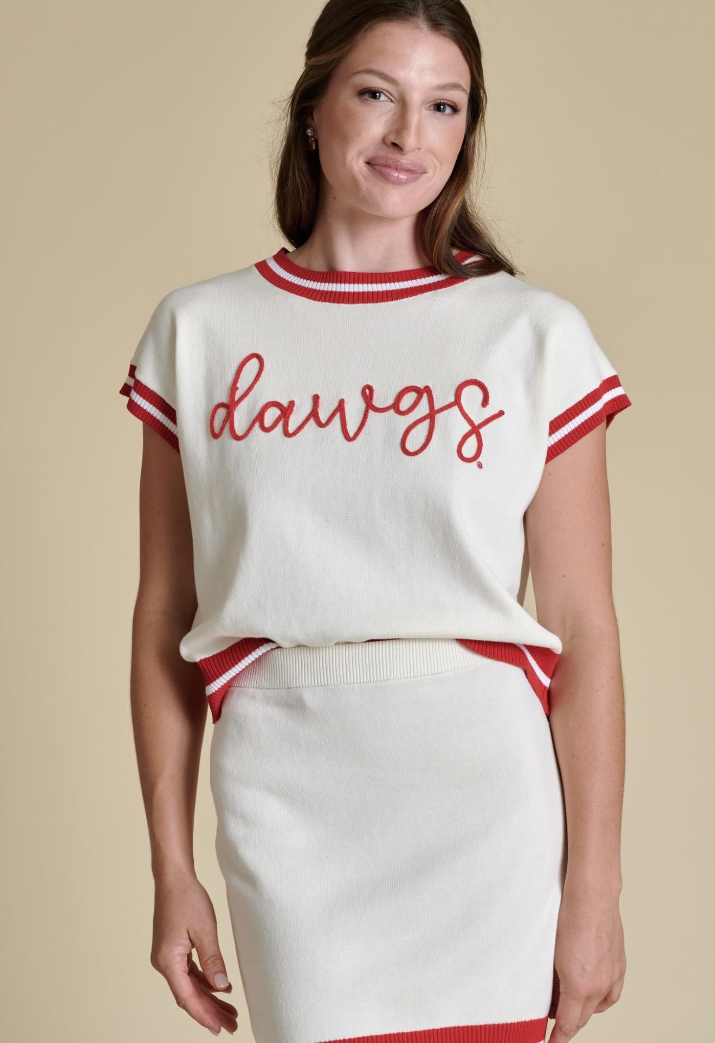 Stewart Simmons UGA The Embroidered Varsity Sweater Womens