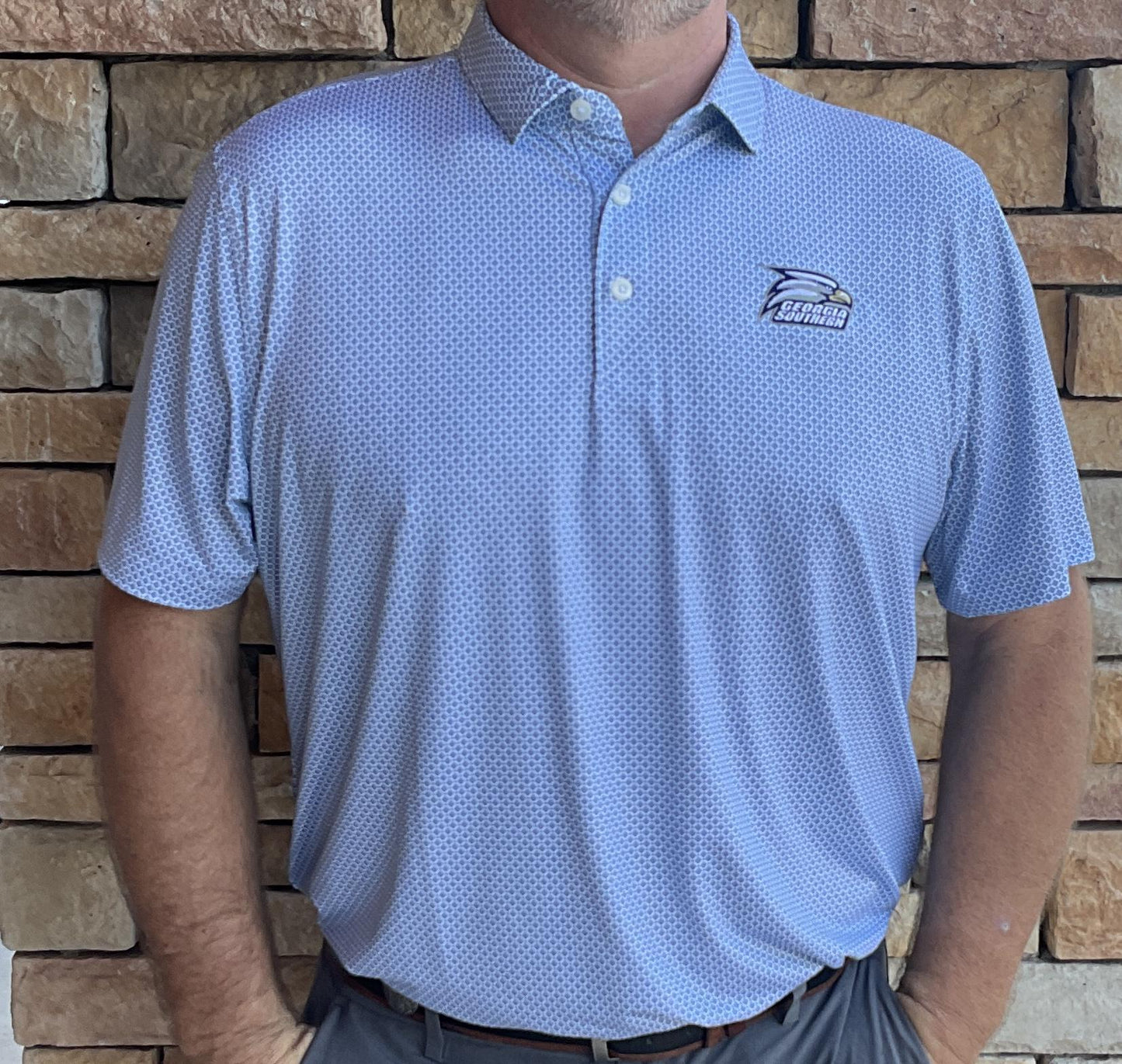 Cutter & Buck Georgia Southern Pike Eco Diamond Dot Print Mens Polo Navy-blue
