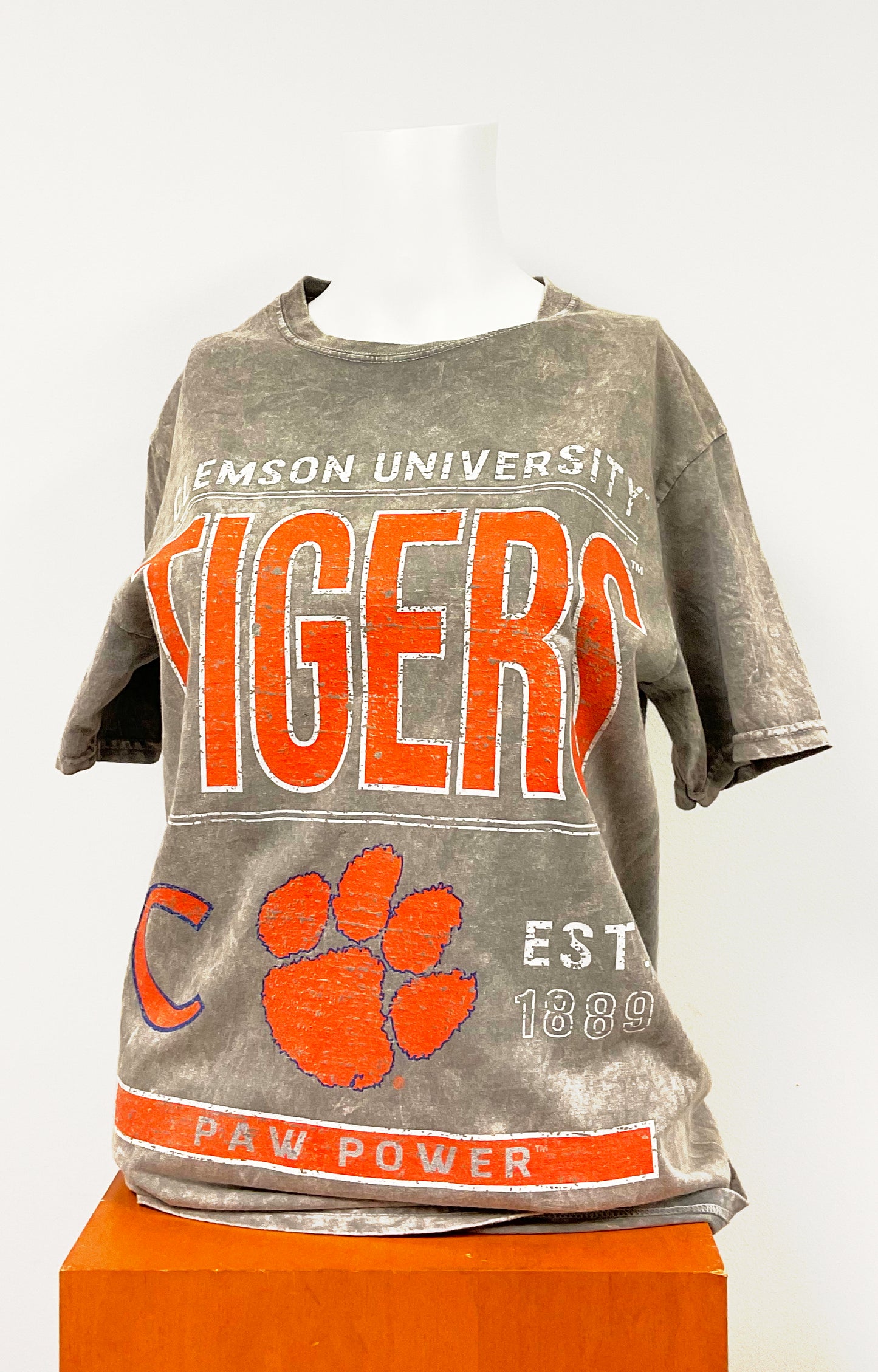 Gameday Couture Clemson Snow Wash Womens Short Sleeve Shirt (Gray)