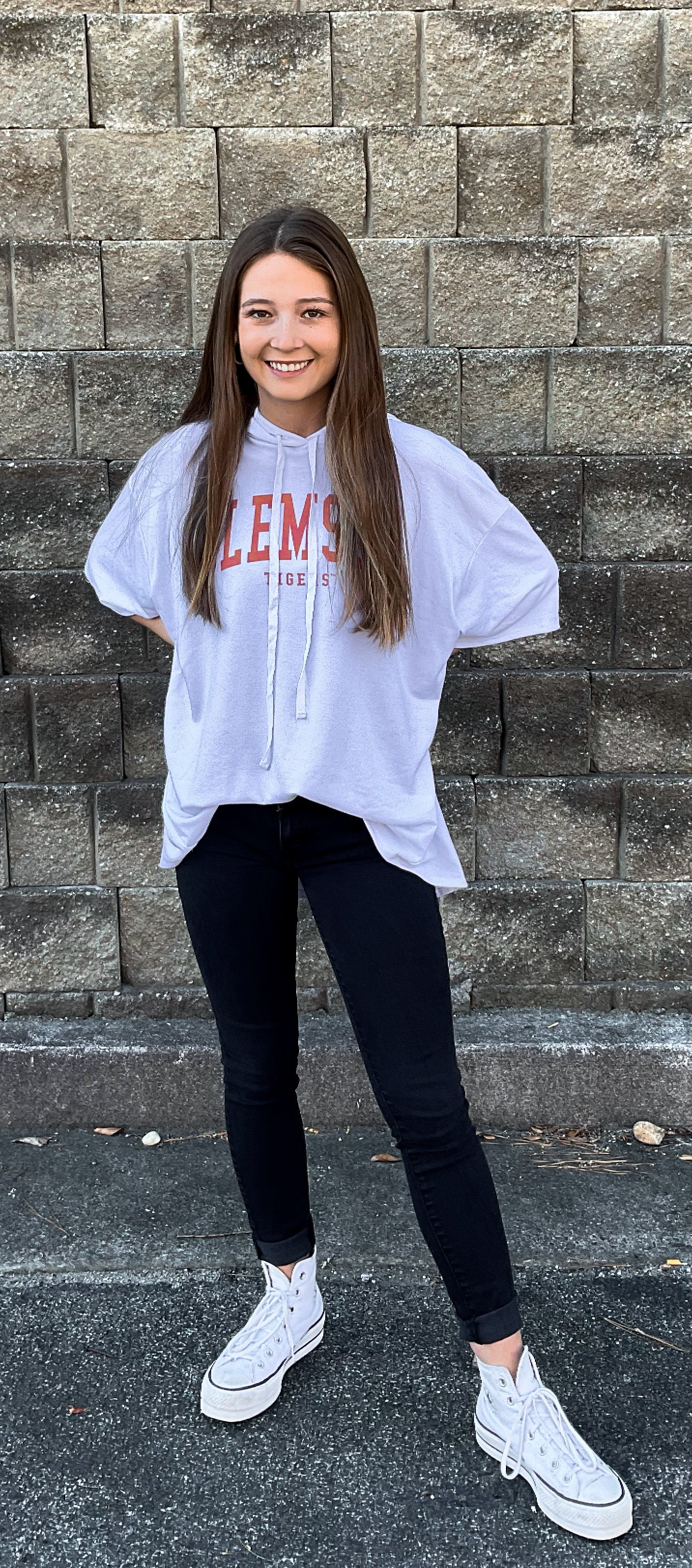 Gameday Couture Clemson Shot Sleeve French Terry Womens Pullover (Pink)