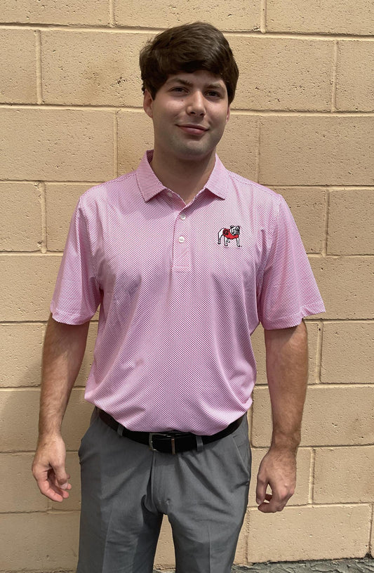 Cutter & Buck UGA Mens Pike Eco Symmetry Print Recycled Red Polo