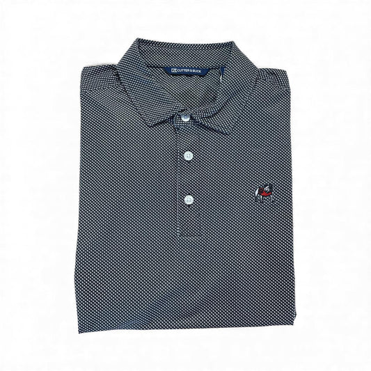 Cutter & Buck UGA Mens Pike Eco Symmetry Print Recycled Black Polo