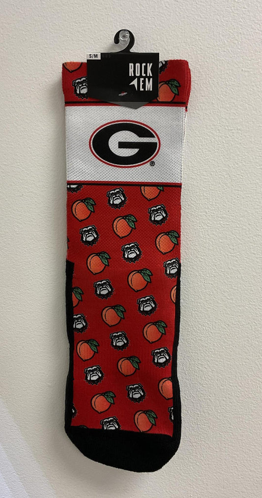 Rock Em UGA Mens Peach Bowl Socks S\M