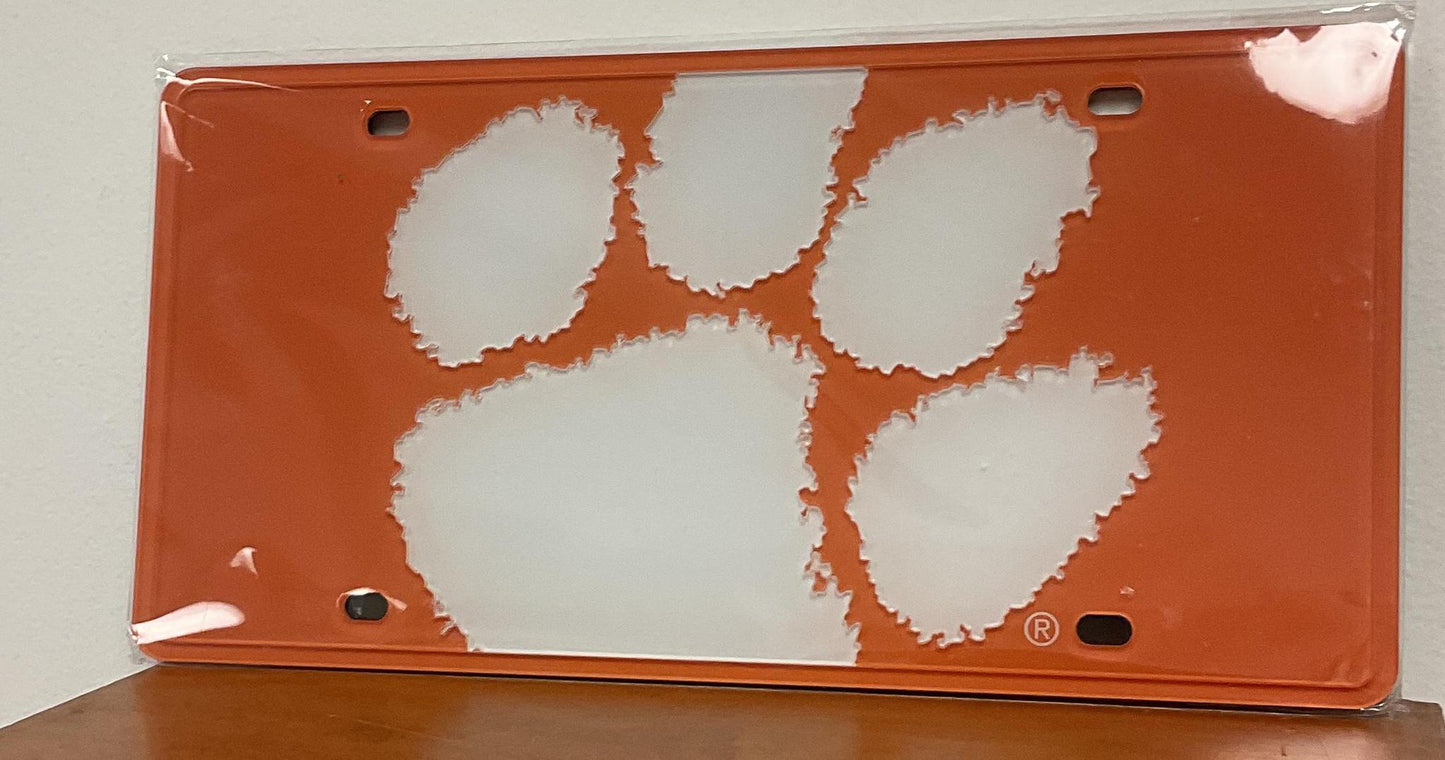 Wincraft Clemson Orange Paw License Plate