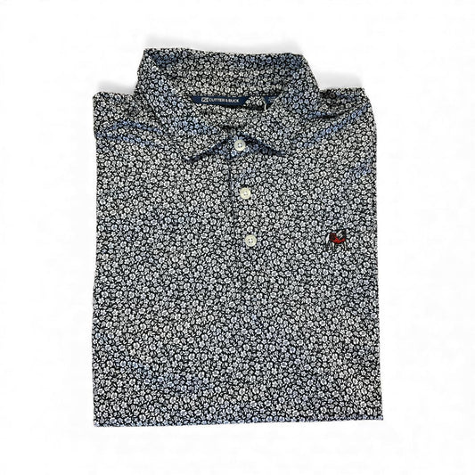 Cutter & Buck UGA Mens Pike Flora Magnolia Black Print Polo